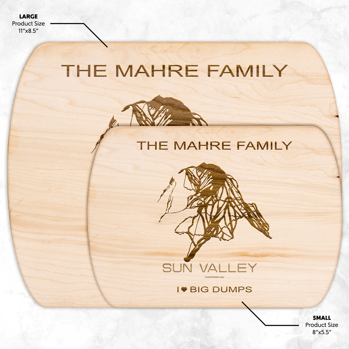 PERSONALIZED Sun Valley, Idaho SKI TRAIL MAP CUTTING BOARD
