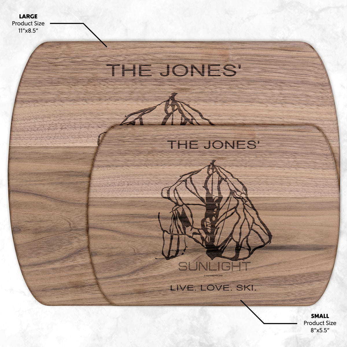 Personalized Sunlight Mountain Resort, Colorado Ski Trail Map cutting board