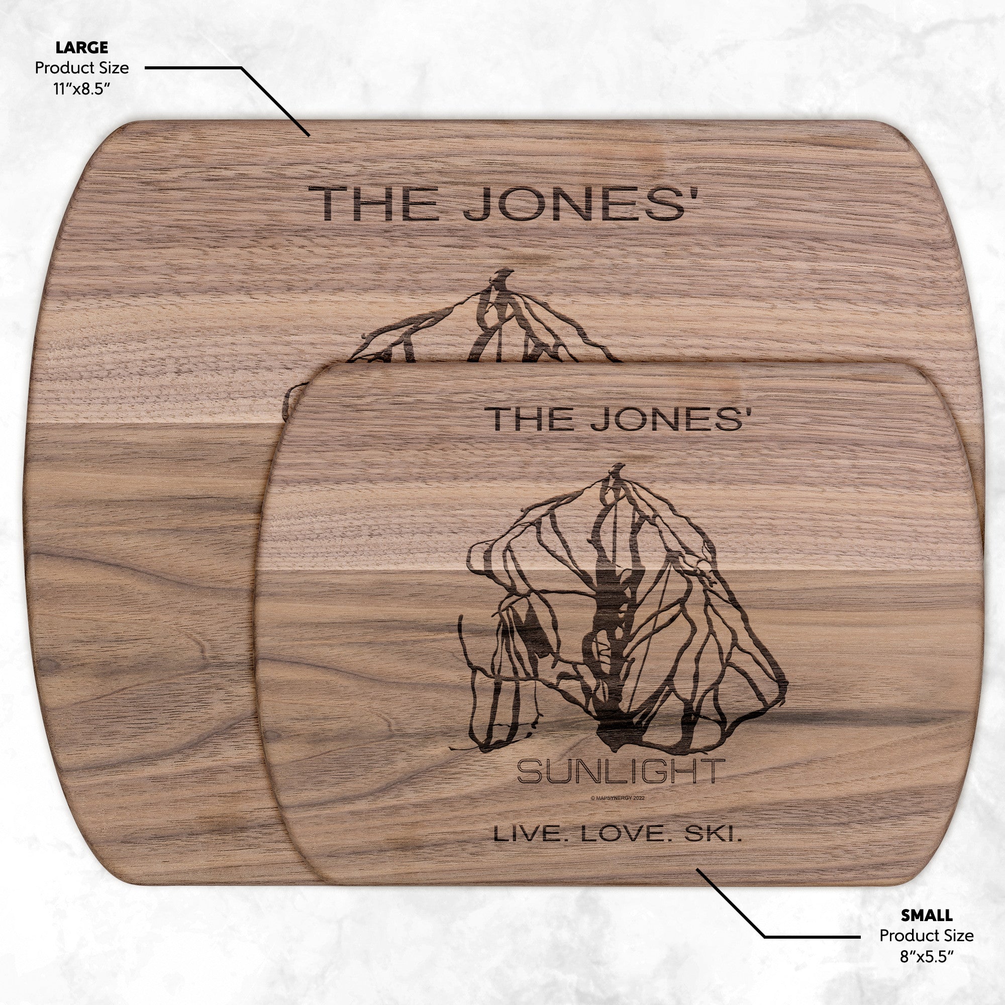 Personalized Sunlight Mountain Resort, Colorado Ski Trail Map cutting board