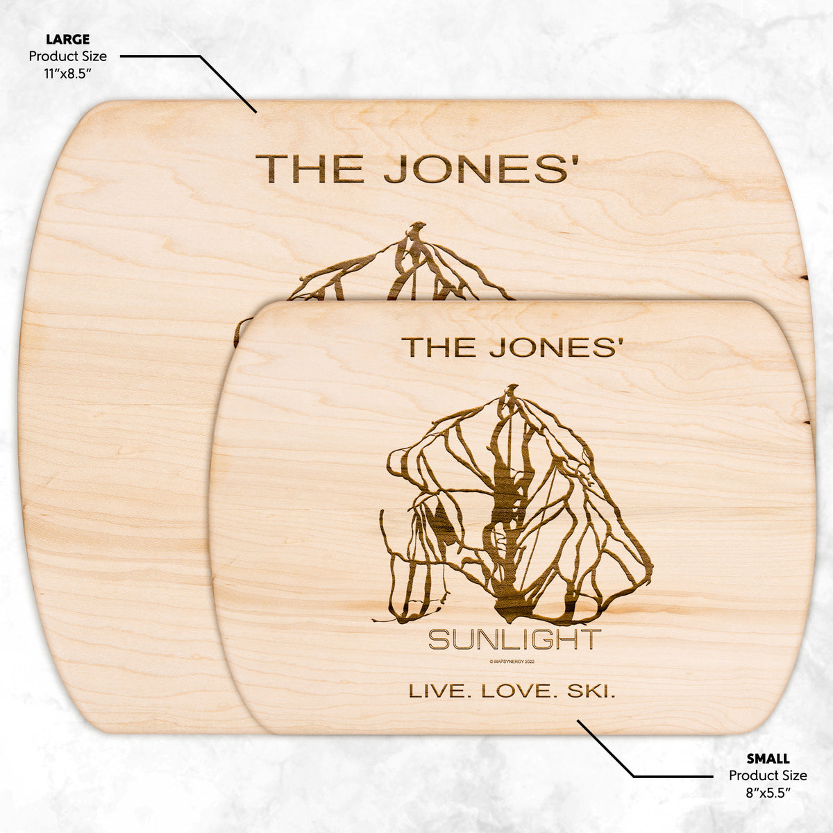 Personalized Sunlight Mountain Resort, Colorado Ski Trail Map cutting board
