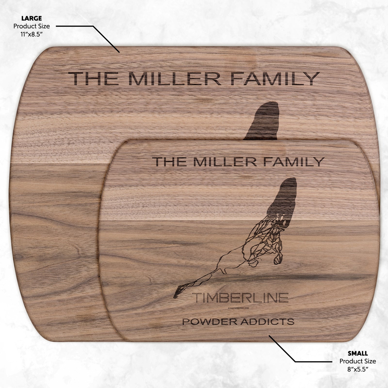PERSONALIZED TIMBERLINE,OREGON SKI TRAIL MAP CUTTING BOARD