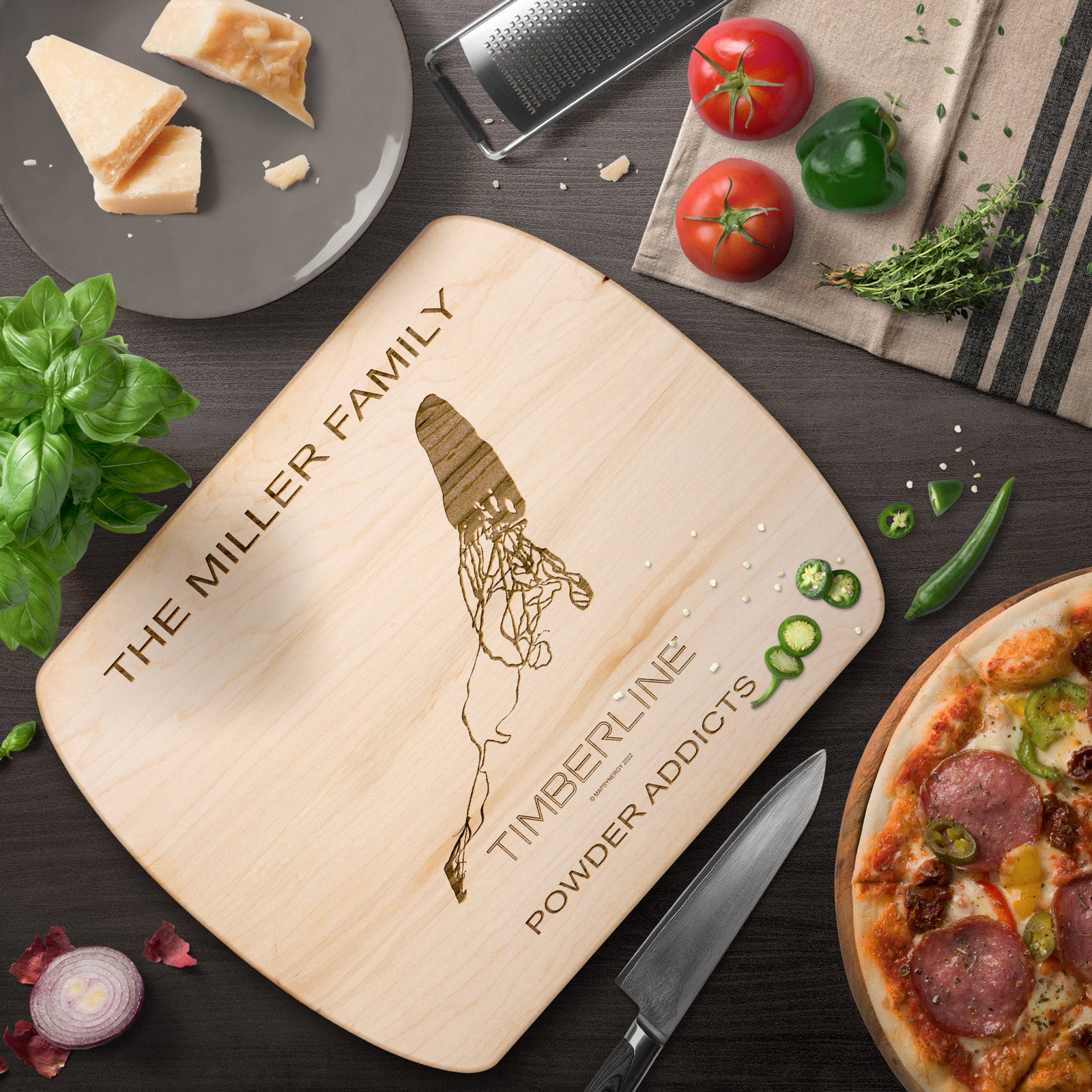 PERSONALIZED TIMBERLINE,OREGON SKI TRAIL MAP CUTTING BOARD