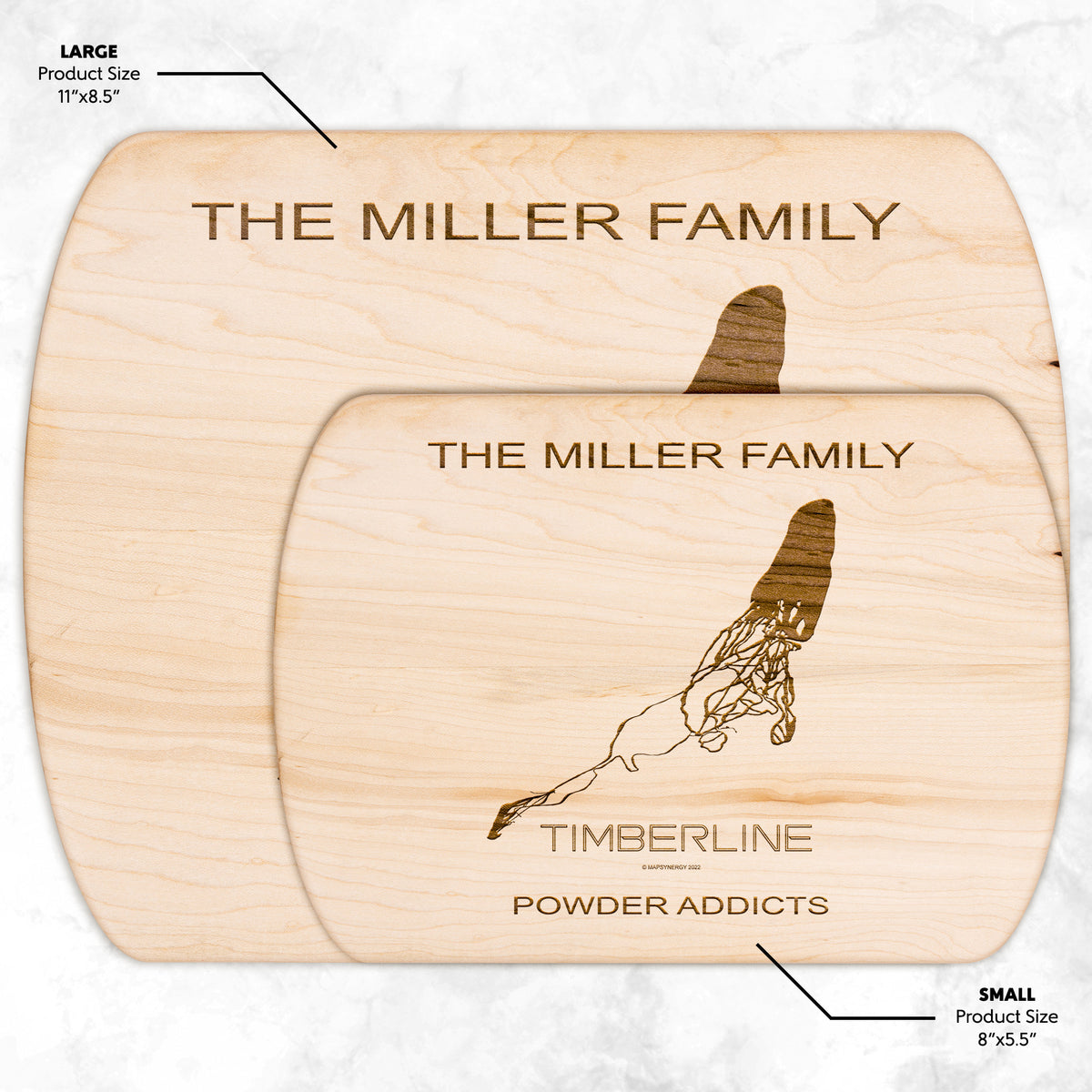 PERSONALIZED TIMBERLINE,OREGON SKI TRAIL MAP CUTTING BOARD
