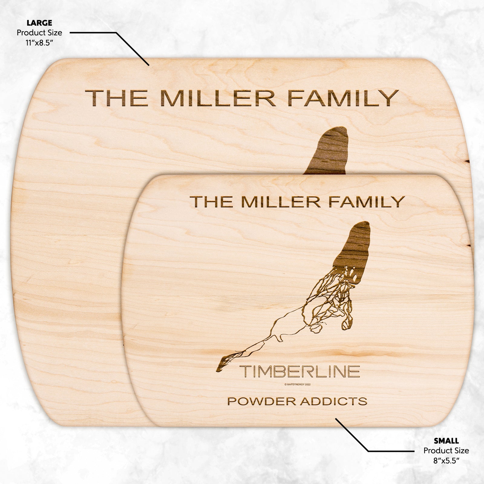 PERSONALIZED TIMBERLINE,OREGON SKI TRAIL MAP CUTTING BOARD