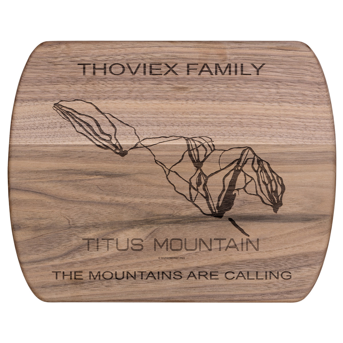 PERSONALIZED TITUS MOUNTAIN, NEW YORK SKI TRAIL MAP CUTTING BOARD
