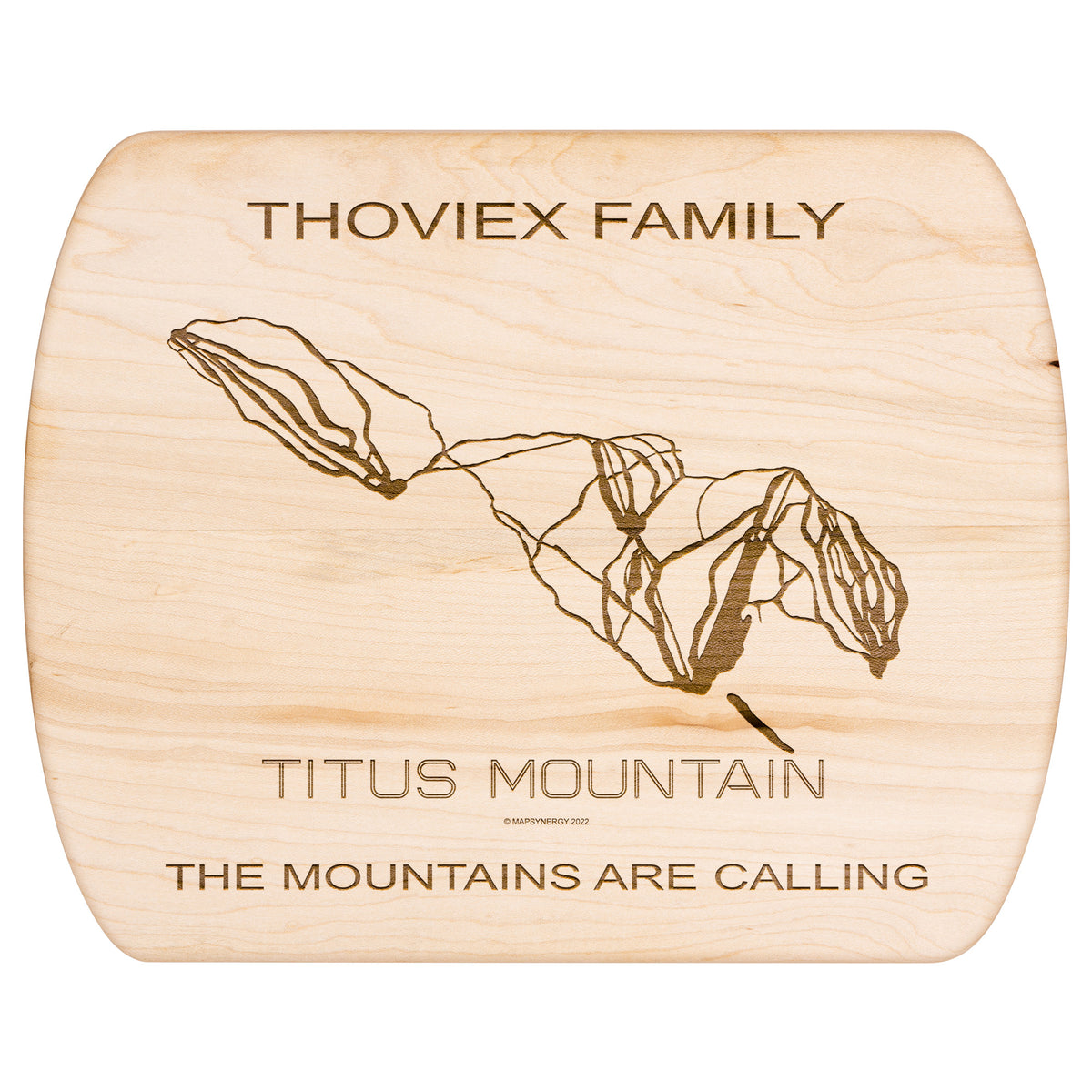 PERSONALIZED TITUS MOUNTAIN, NEW YORK SKI TRAIL MAP CUTTING BOARD
