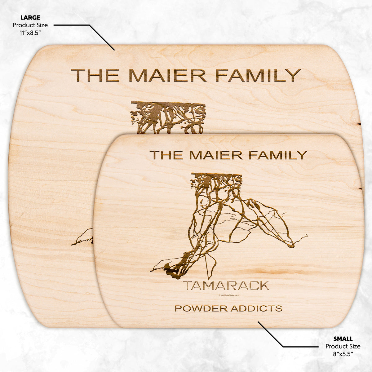 PERSONALIZED Tamarack, Idaho SKI TRAIL MAP CUTTING BOARD