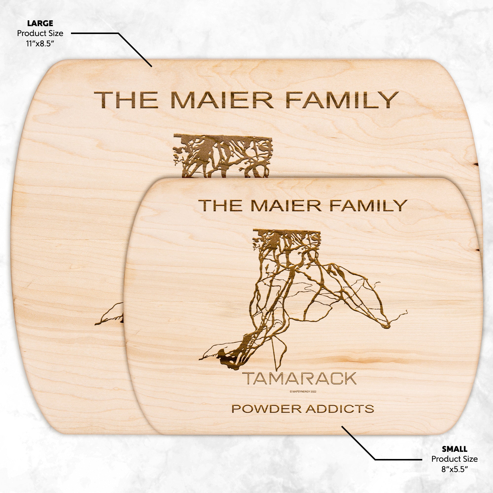 PERSONALIZED Tamarack, Idaho SKI TRAIL MAP CUTTING BOARD