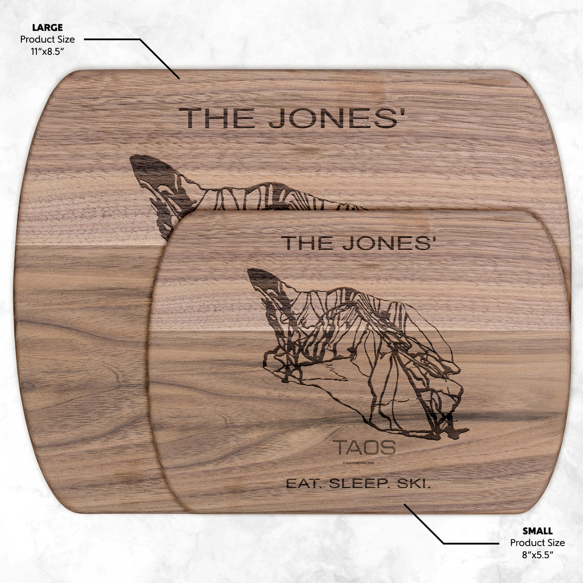 PERSONALIZED Taos , New Mexico SKI TRAIL MAP CUTTING BOARD