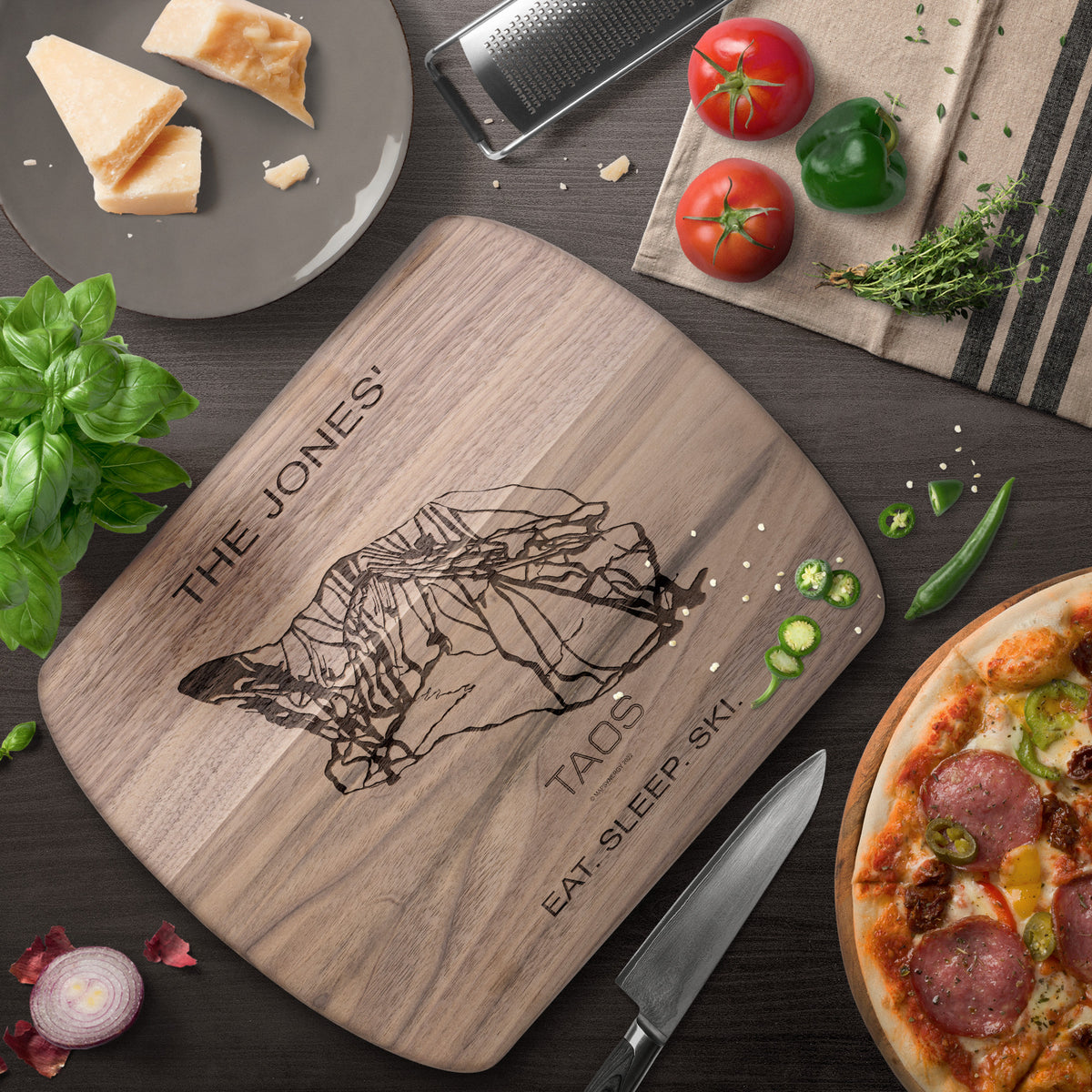 PERSONALIZED Taos , New Mexico SKI TRAIL MAP CUTTING BOARD