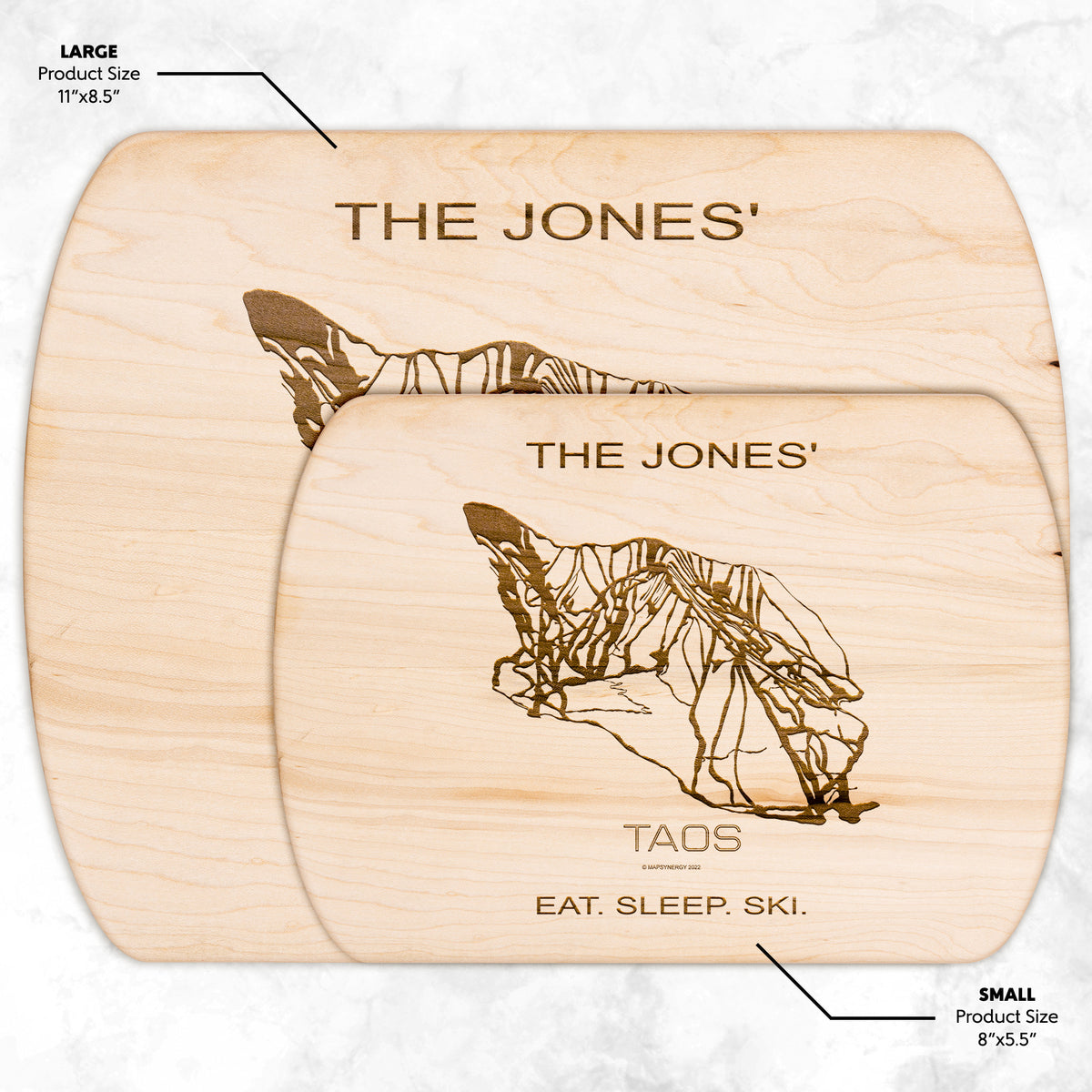 PERSONALIZED Taos , New Mexico SKI TRAIL MAP CUTTING BOARD
