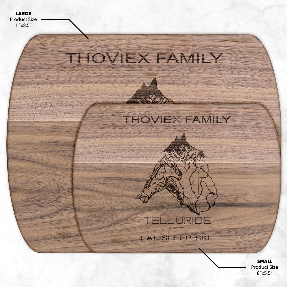 PERSONALIZED Telluride ,Colorado SKI TRAIL MAP CUTTING BOARD