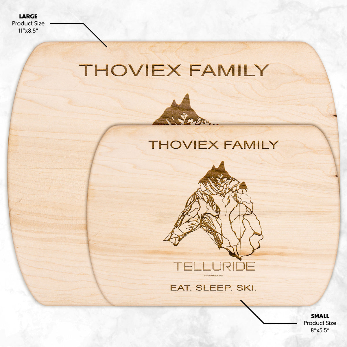 PERSONALIZED Telluride ,Colorado SKI TRAIL MAP CUTTING BOARD