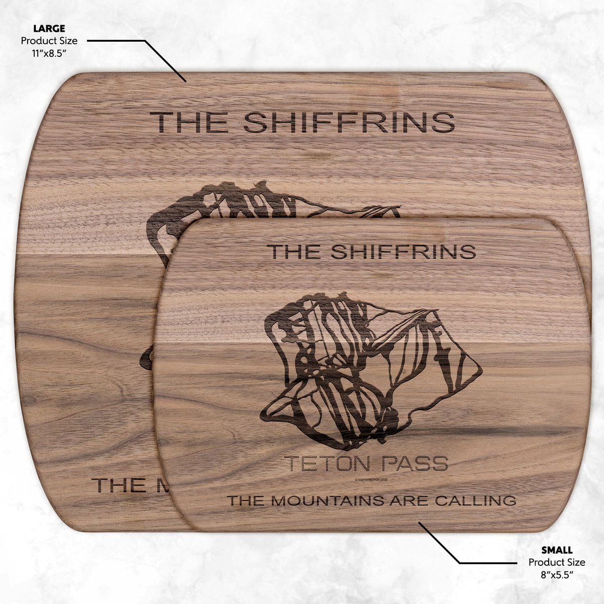 PERSONALIZED Teton Pass , Montana SKI TRAIL MAP CUTTING BOARD