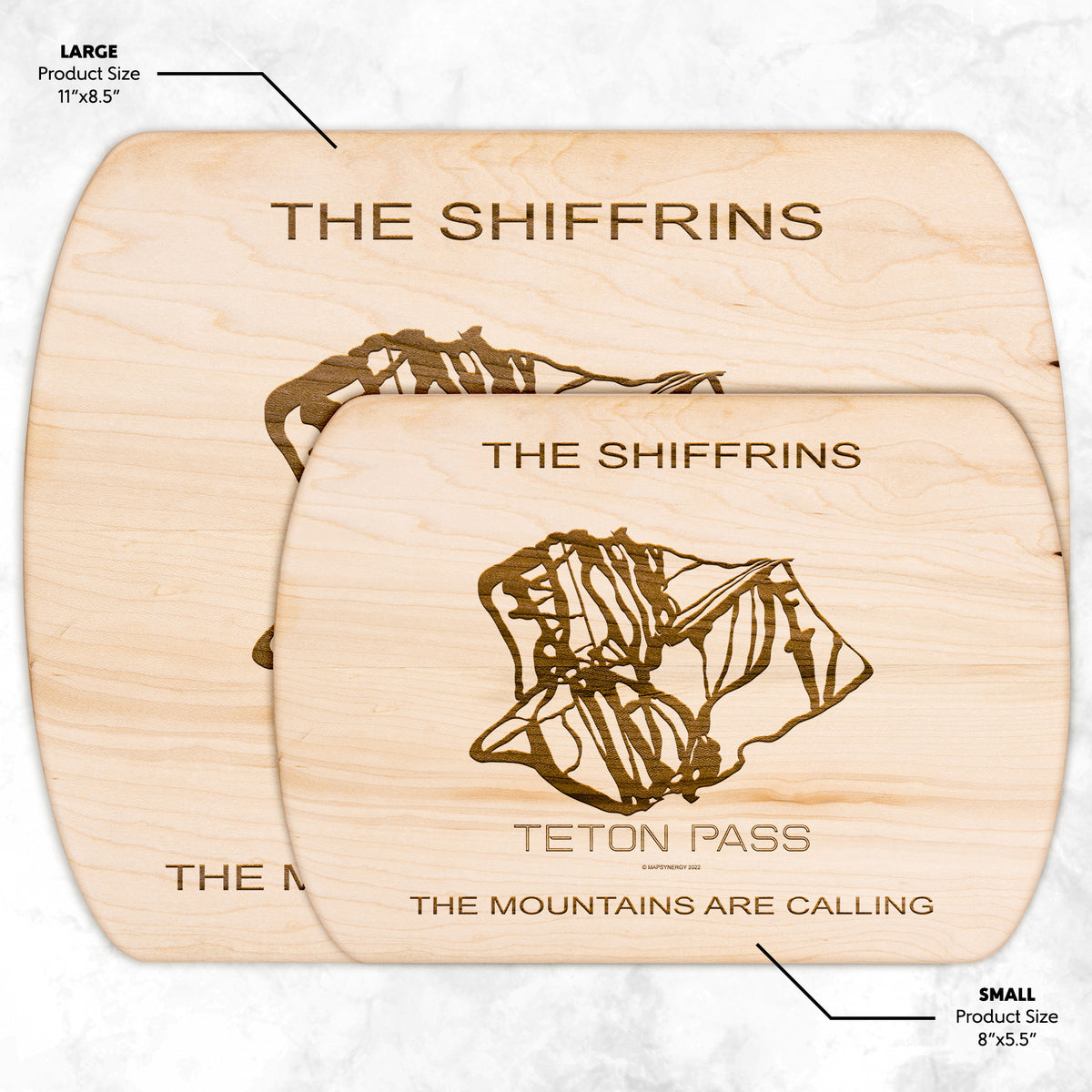 PERSONALIZED Teton Pass , Montana SKI TRAIL MAP CUTTING BOARD