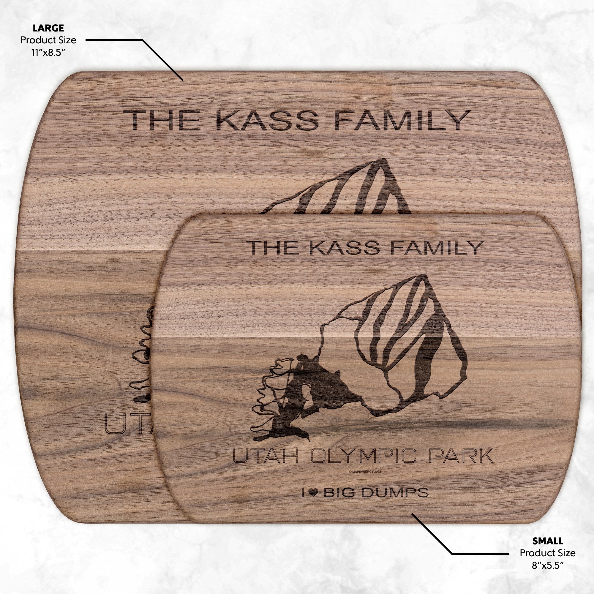 PERSONALIZED Utah Olympic Park ,Utah SKI TRAIL MAP CUTTING BOARD