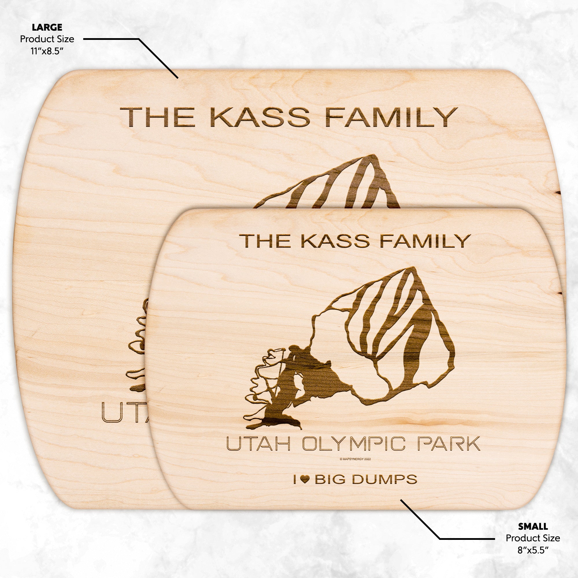 PERSONALIZED Utah Olympic Park ,Utah SKI TRAIL MAP CUTTING BOARD