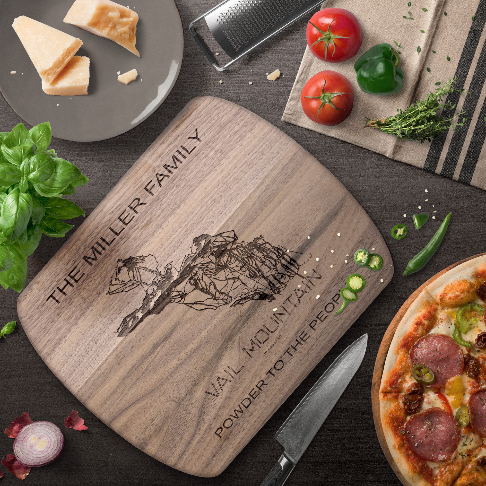 PERSONALIZED Vail Mountain ,Colorado SKI TRAIL MAP CUTTING BOARD