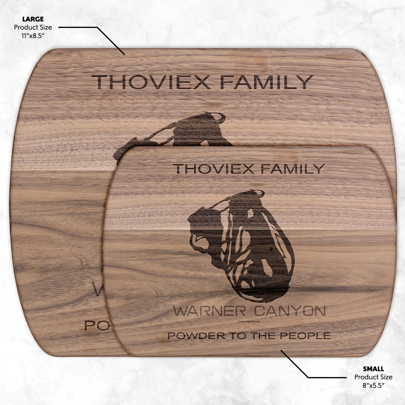 PERSONALIZED WARNER CANYON,OREGON SKI TRAIL MAP CUTTING BOARD
