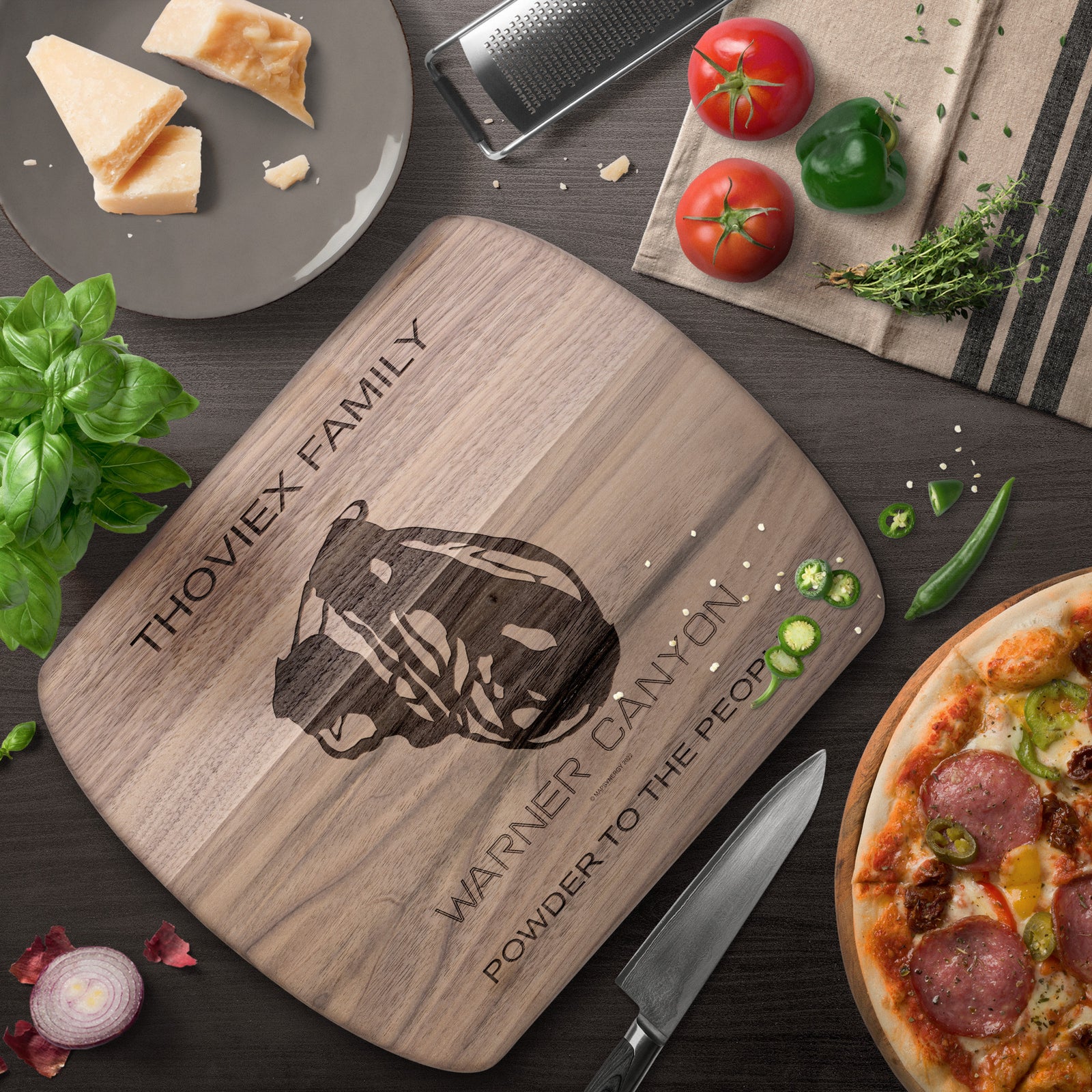 PERSONALIZED WARNER CANYON,OREGON SKI TRAIL MAP CUTTING BOARD