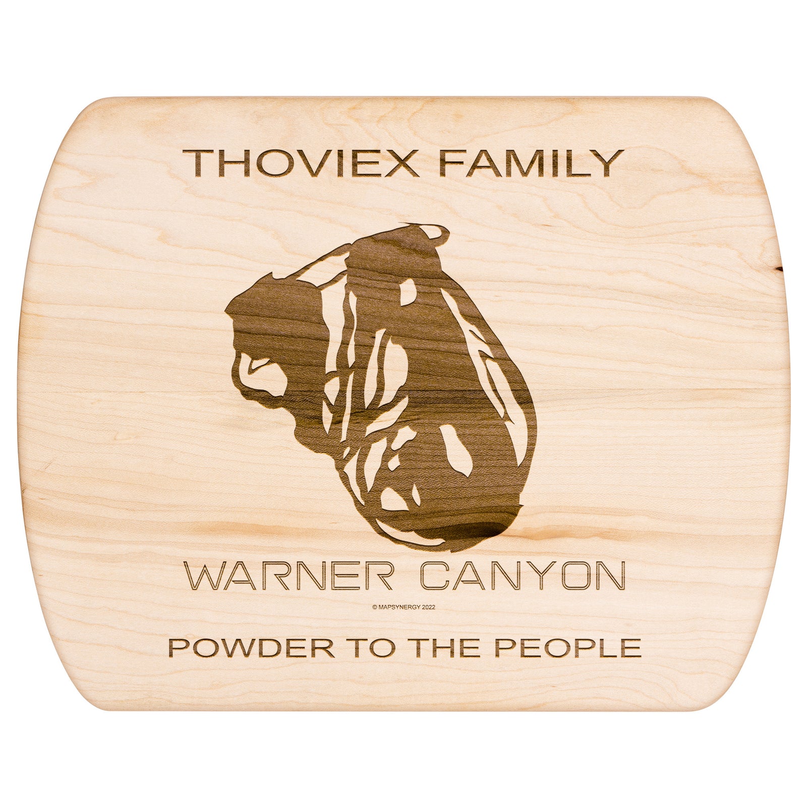 PERSONALIZED WARNER CANYON,OREGON SKI TRAIL MAP CUTTING BOARD