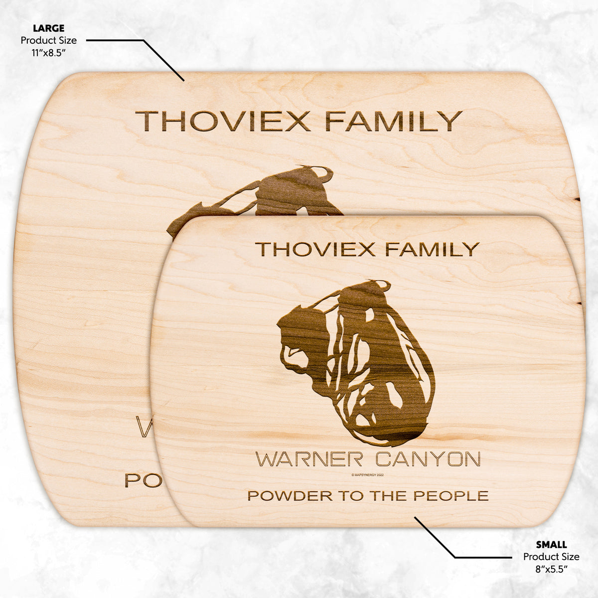PERSONALIZED WARNER CANYON,OREGON SKI TRAIL MAP CUTTING BOARD