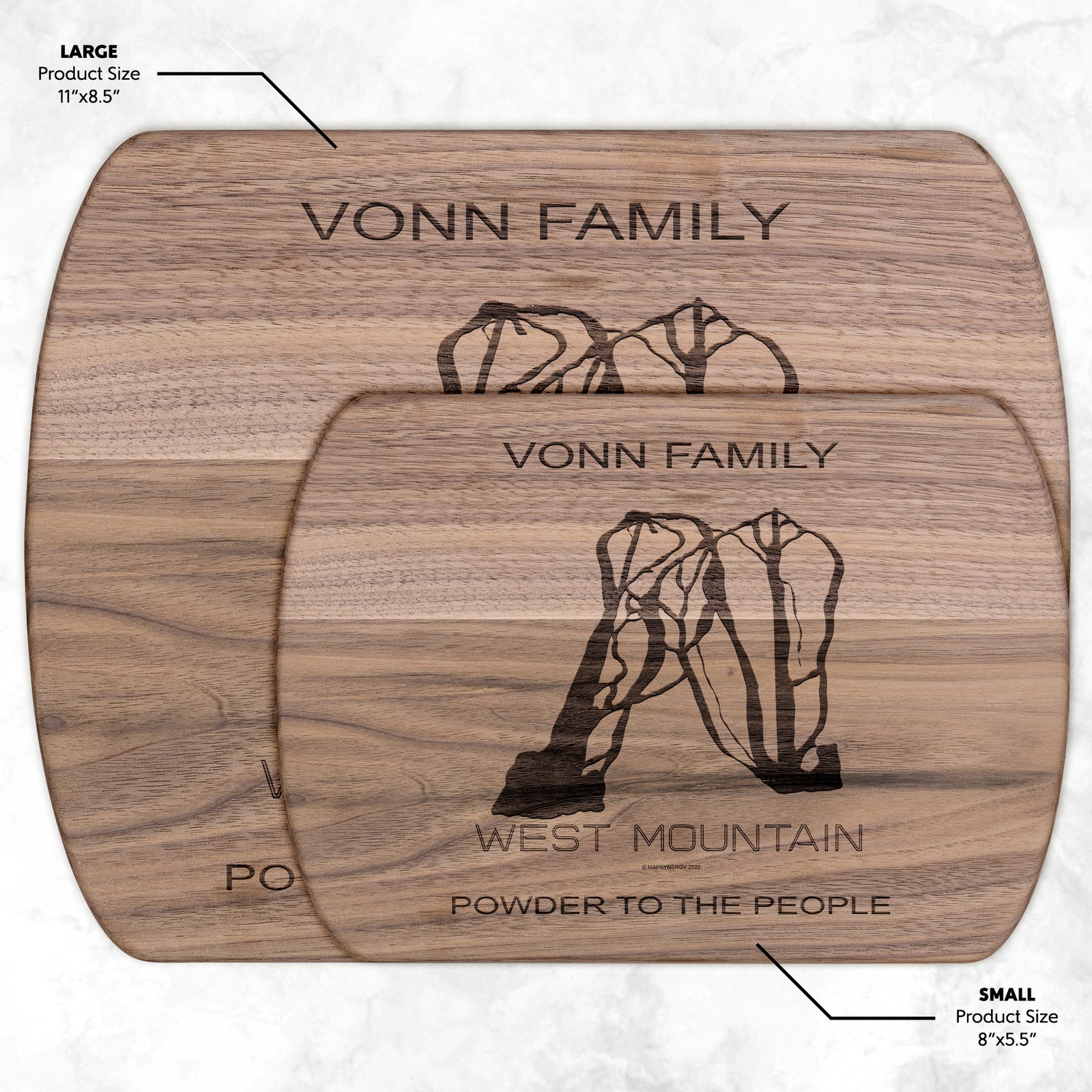 PERSONALIZED WEST MOUNTAIN, NEW YORK SKI TRAIL MAP CUTTING BOARD
