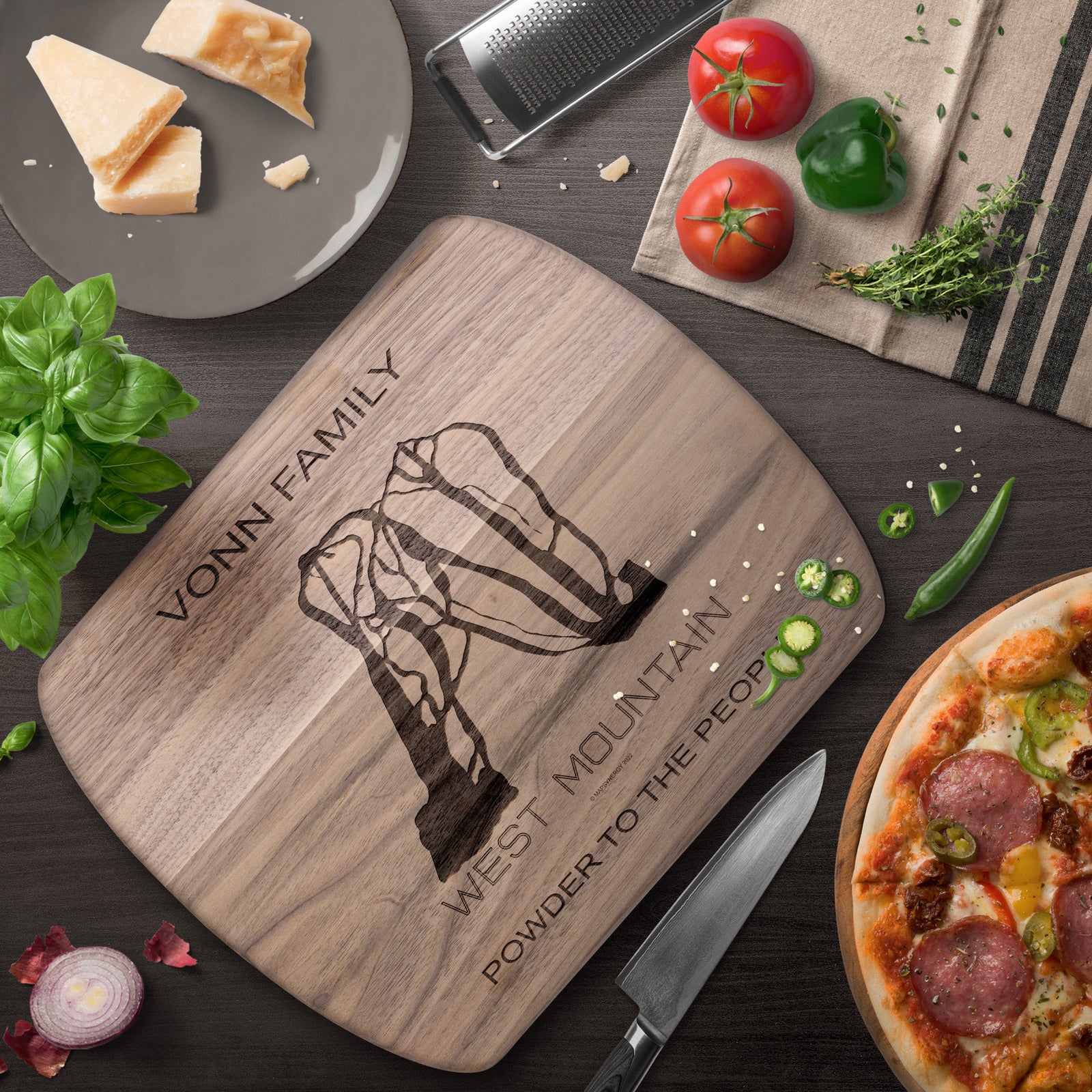 PERSONALIZED WEST MOUNTAIN, NEW YORK SKI TRAIL MAP CUTTING BOARD