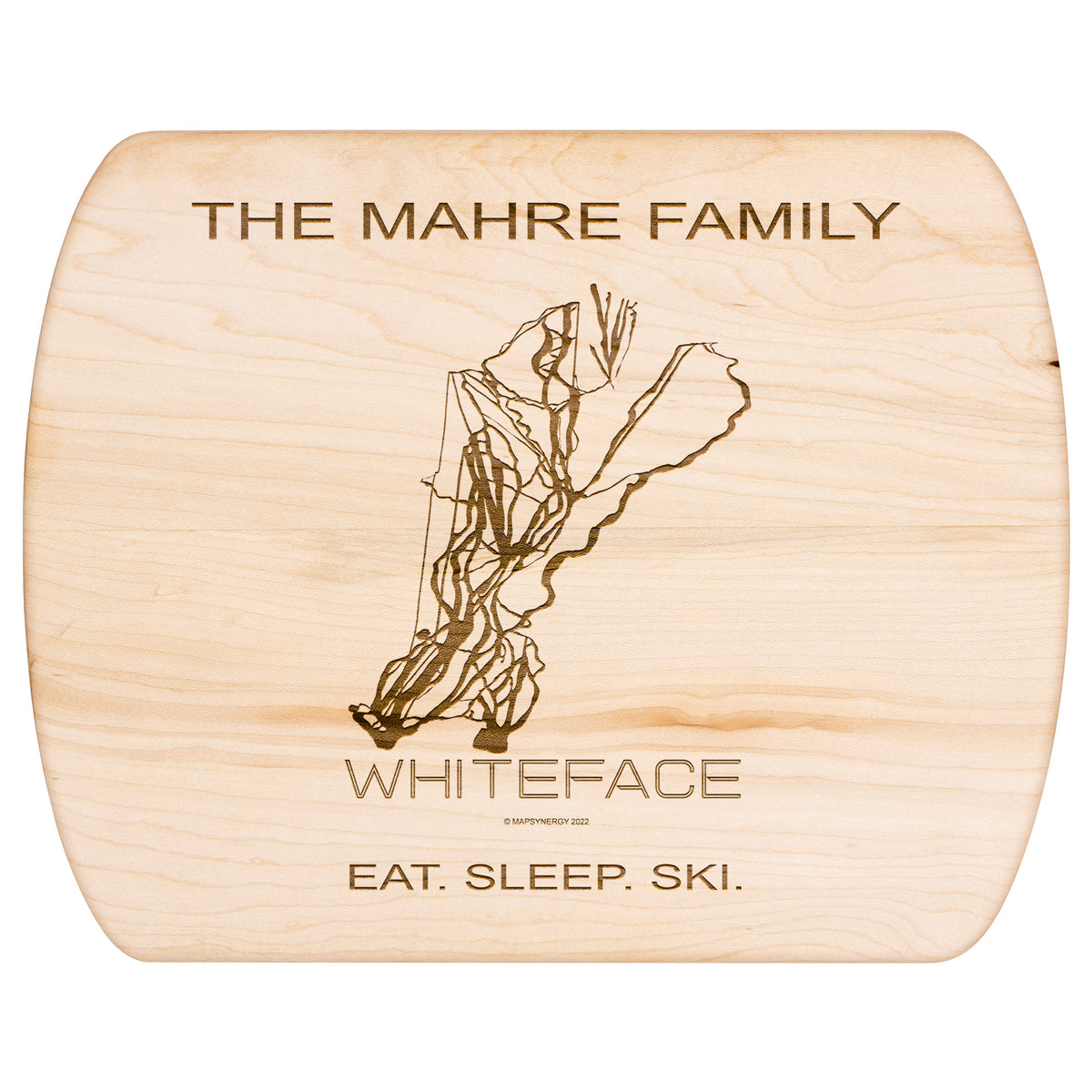 PERSONALIZED WHITEFACE, NEW YORK SKI TRAIL MAP CUTTING BOARD