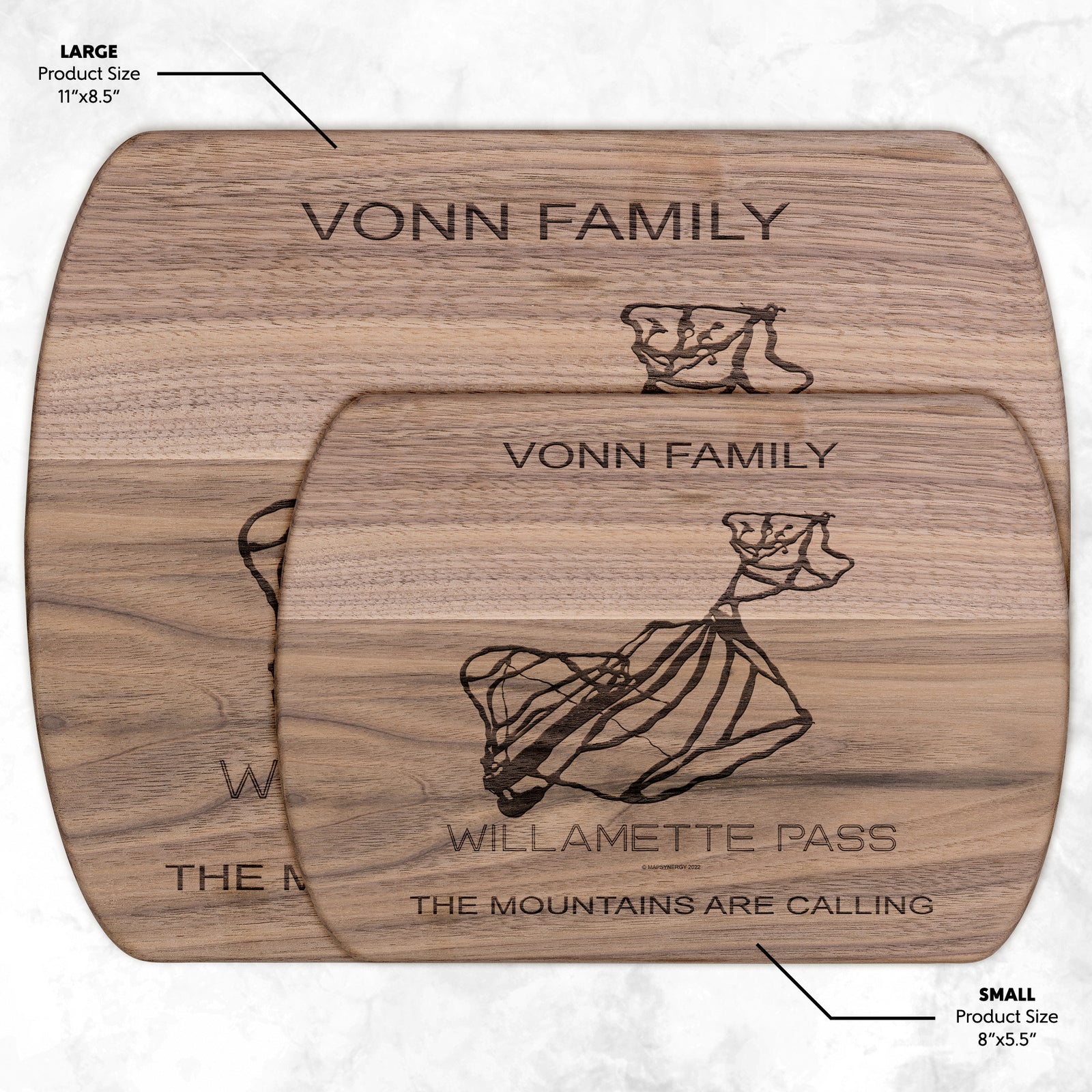 PERSONALIZED WILLAMETTE PASS,OREGON SKI TRAIL MAP CUTTING BOARD