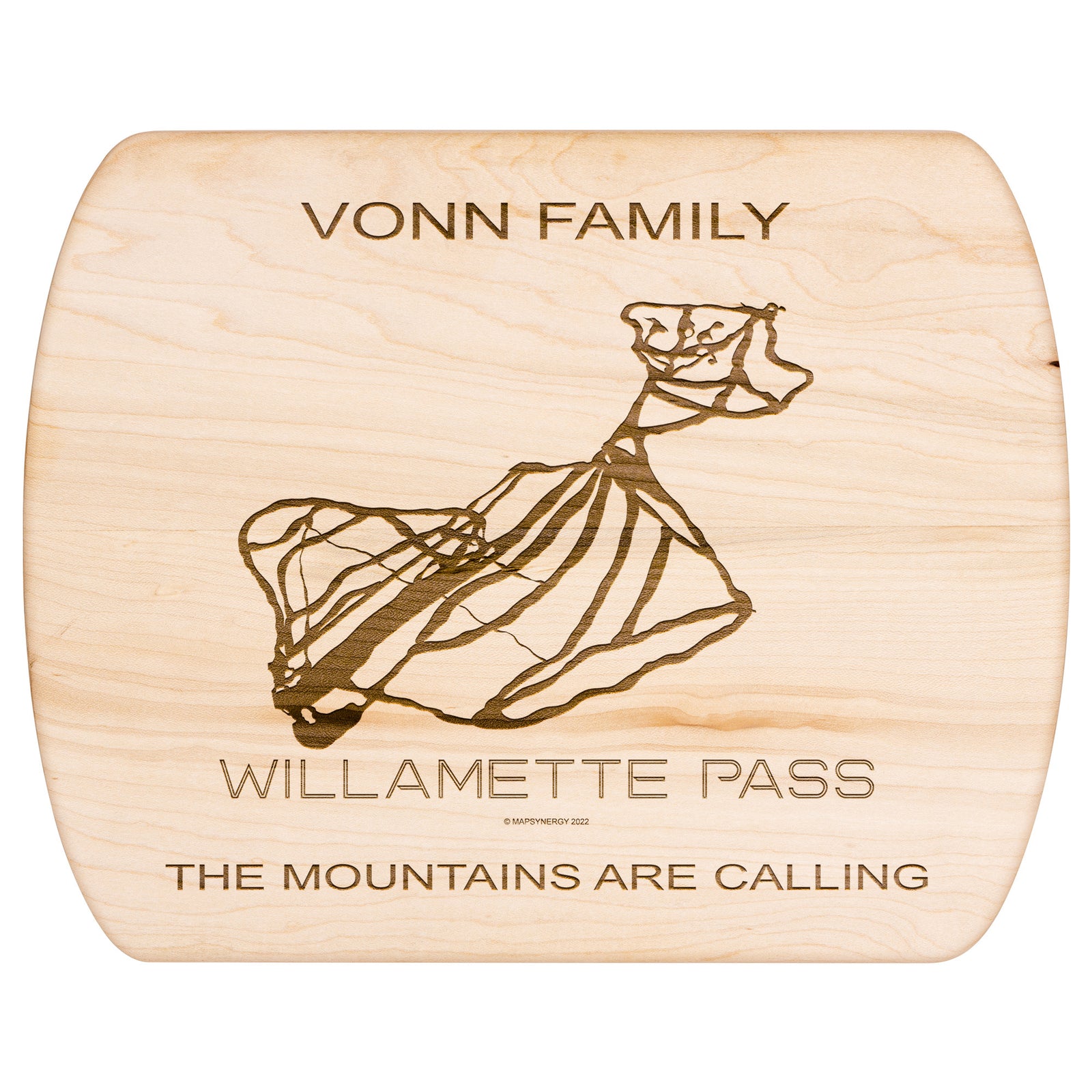 PERSONALIZED WILLAMETTE PASS,OREGON SKI TRAIL MAP CUTTING BOARD