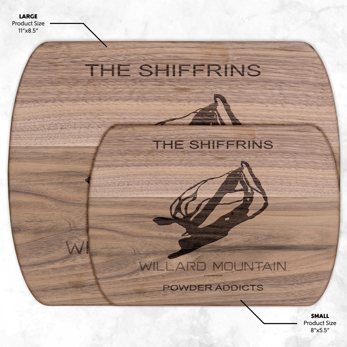 PERSONALIZED WILLARD MOUNTAIN, NEW YORK SKI TRAIL MAP CUTTING BOARD
