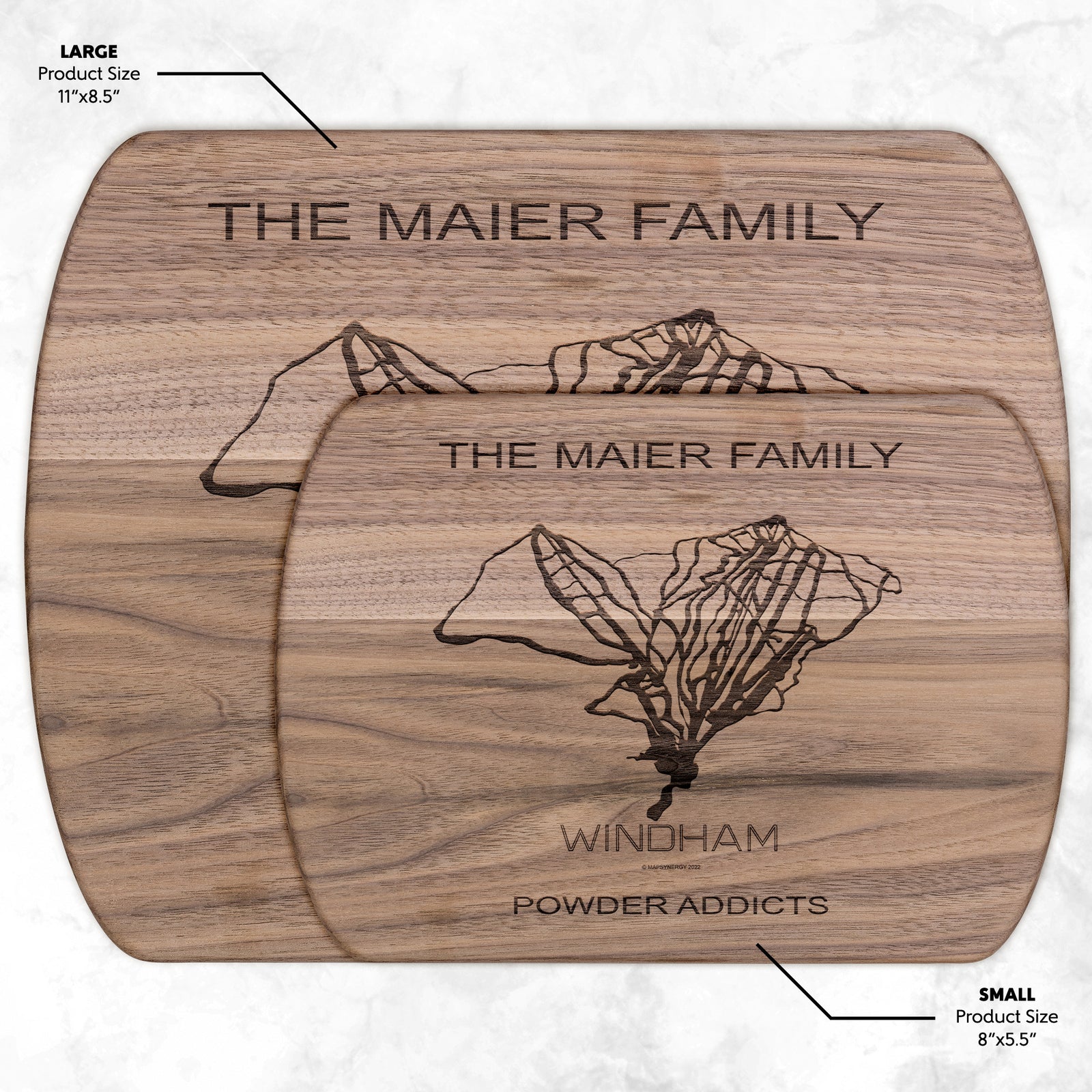 PERSONALIZED WINDHAM, NEW YORK SKI TRAIL MAP CUTTING BOARD