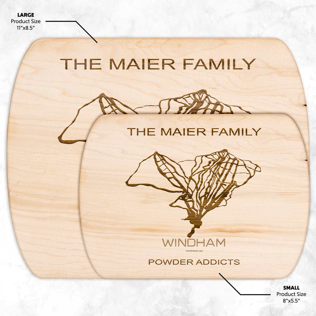 PERSONALIZED WINDHAM, NEW YORK SKI TRAIL MAP CUTTING BOARD