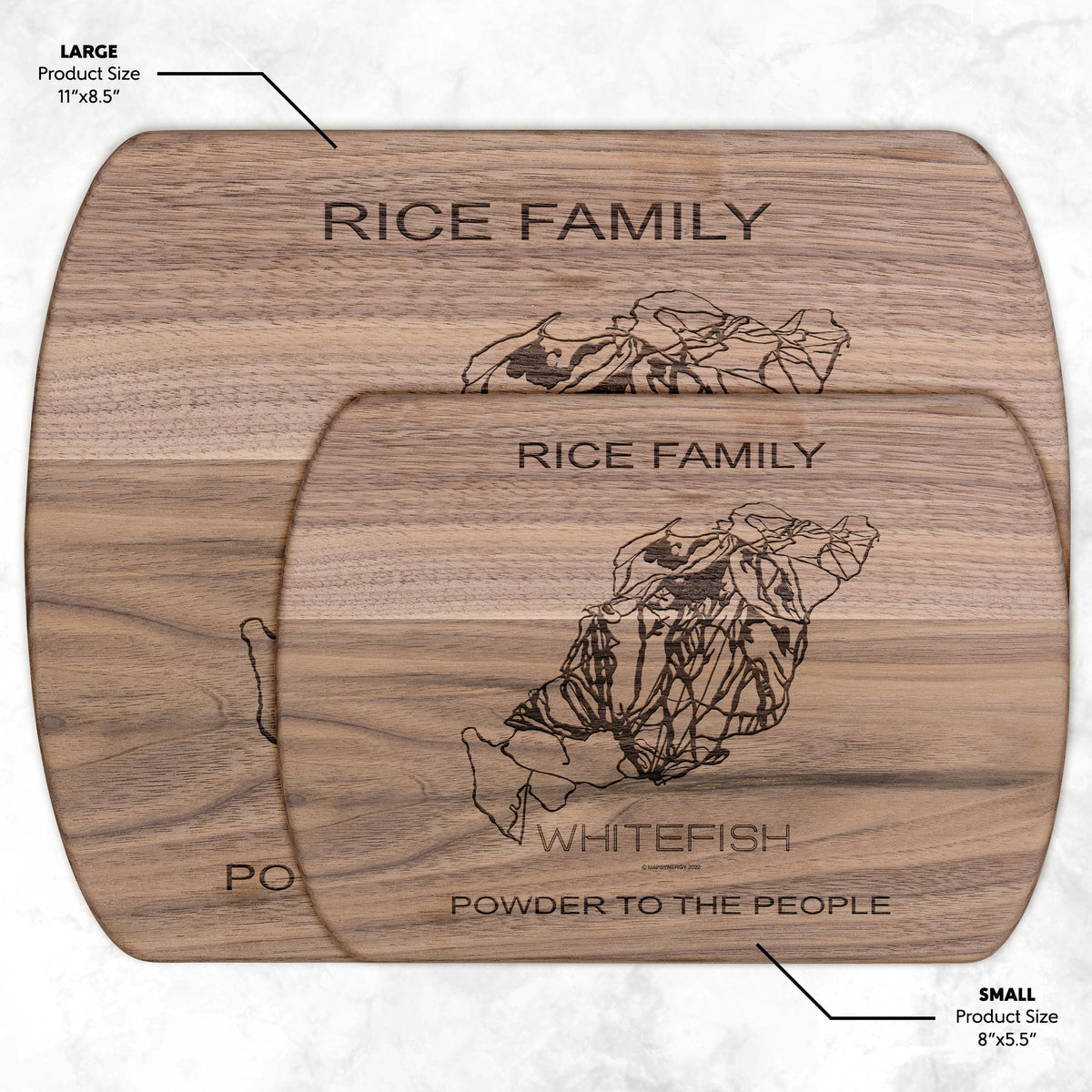 PERSONALIZED Whitefish , Montana SKI TRAIL MAP CUTTING BOARD