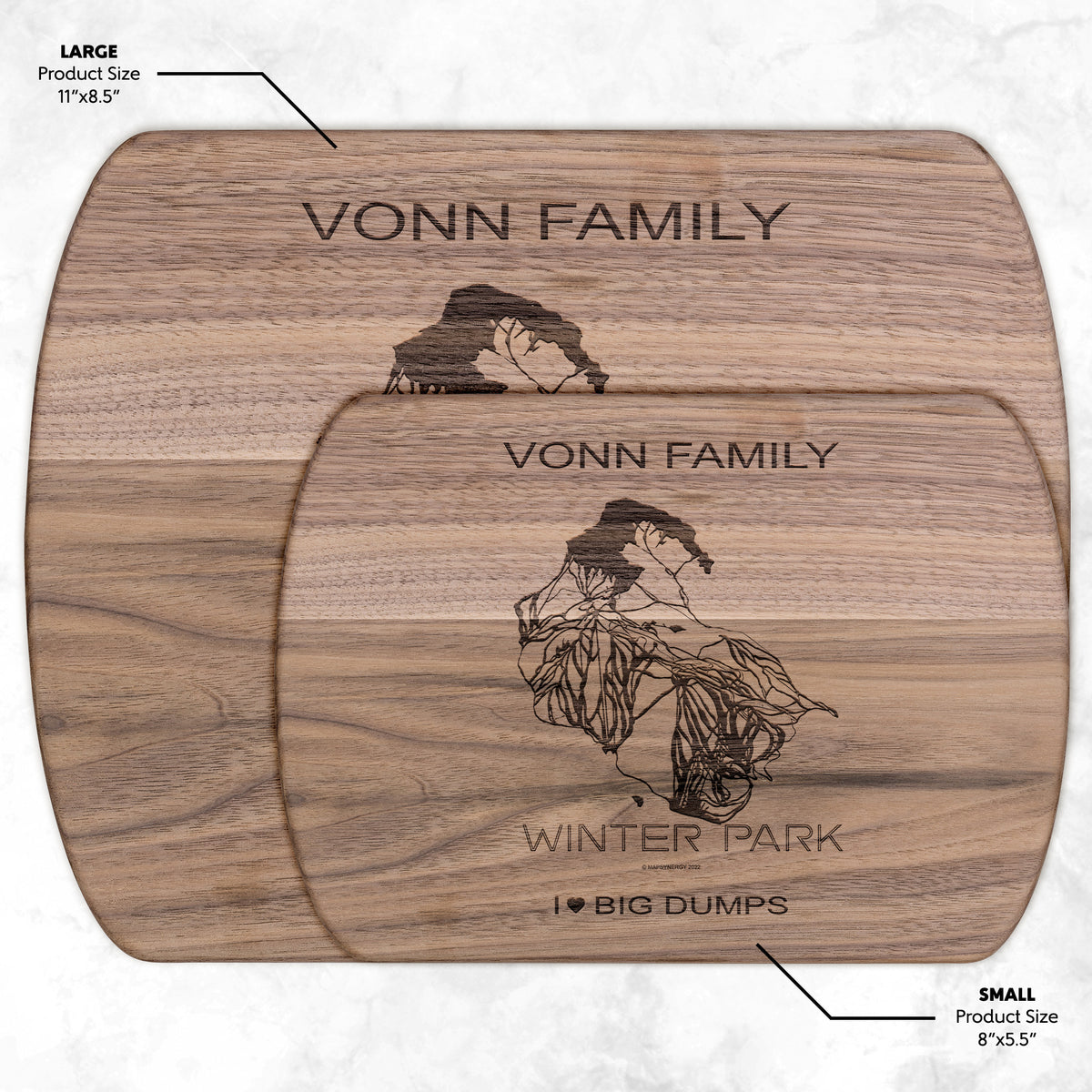 PERSONALIZED Winter Park ,Colorado SKI TRAIL MAP CUTTING BOARD