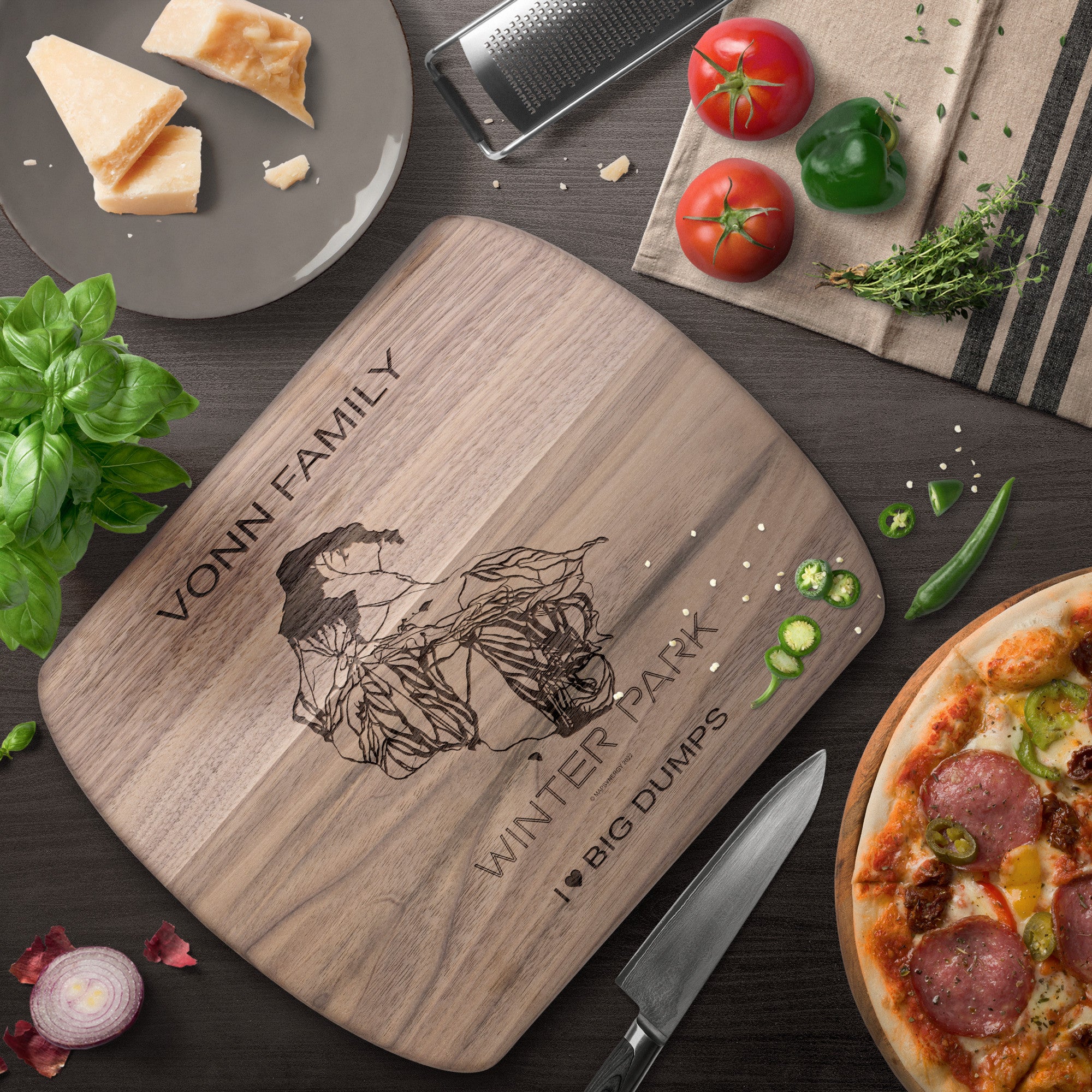 PERSONALIZED Winter Park ,Colorado SKI TRAIL MAP CUTTING BOARD