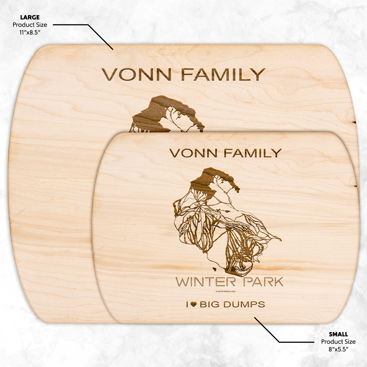 PERSONALIZED Winter Park ,Colorado SKI TRAIL MAP CUTTING BOARD