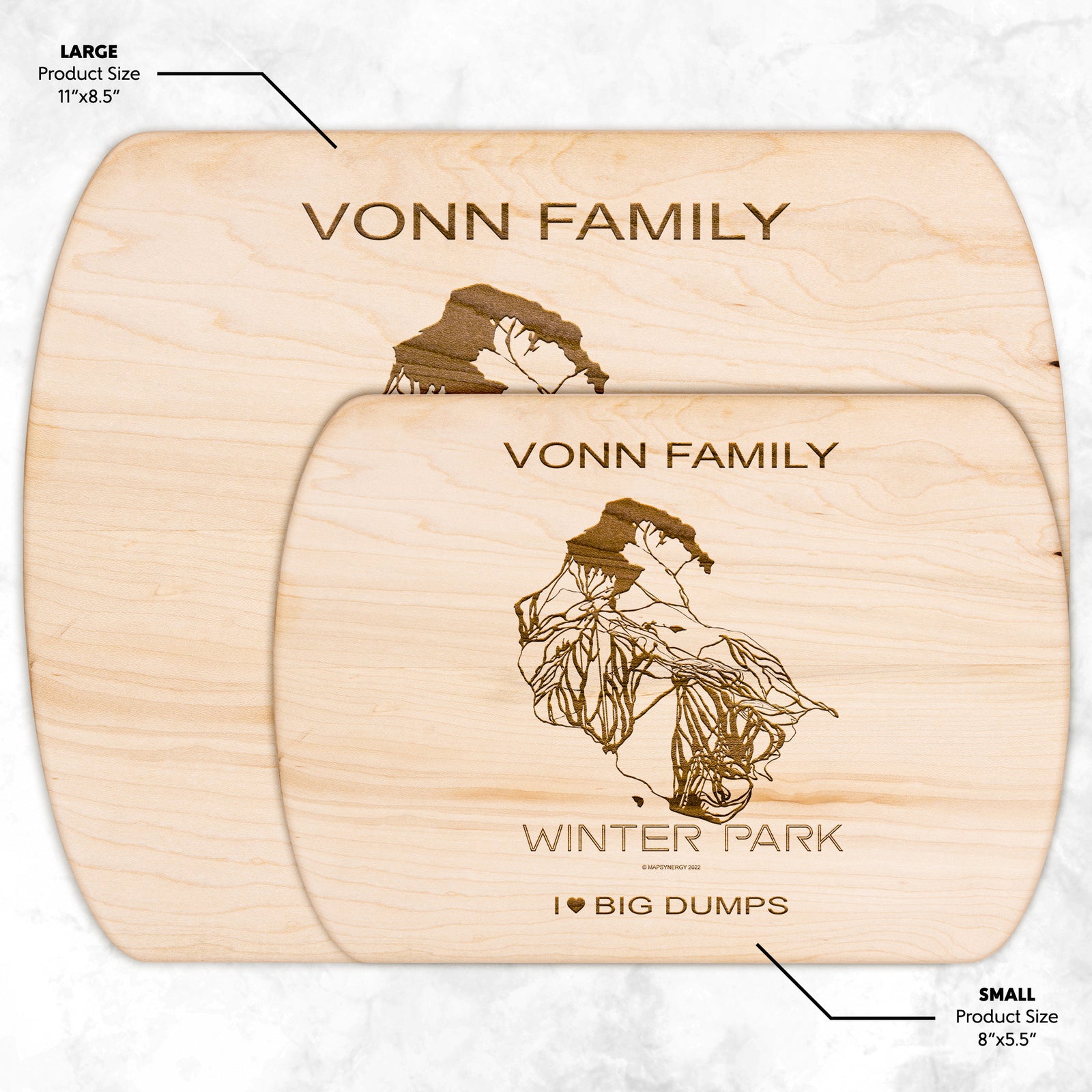 PERSONALIZED Winter Park ,Colorado SKI TRAIL MAP CUTTING BOARD