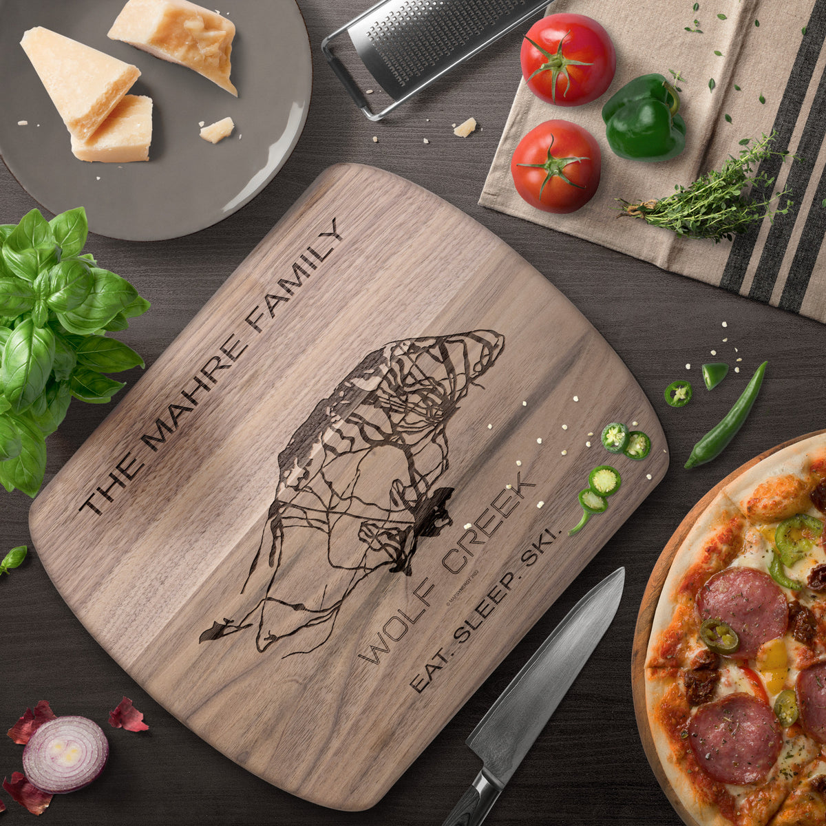 PERSONALIZED Wolf Creek ,Colorado SKI TRAIL MAP CUTTING BOARD