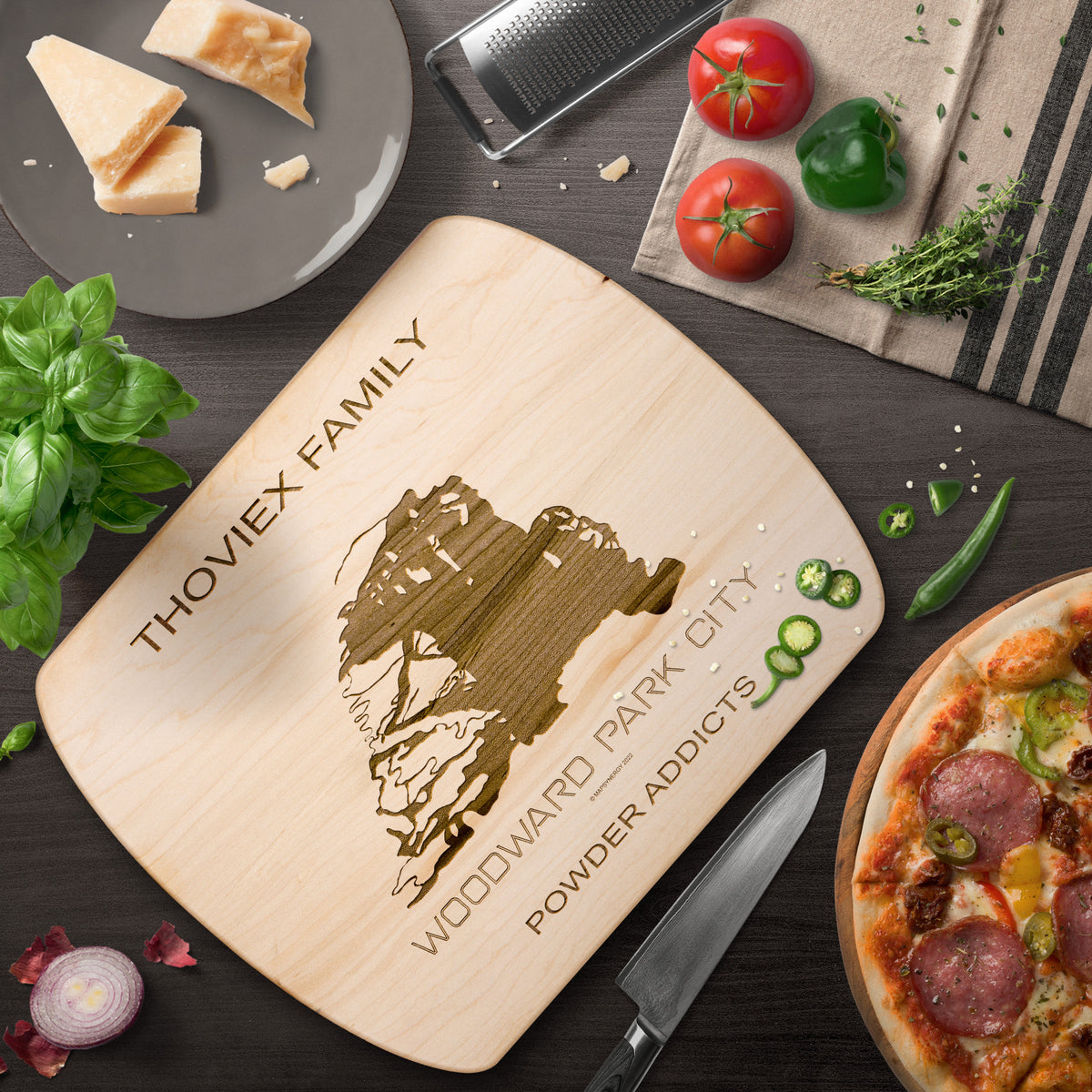 PERSONALIZED Woodward Park City  ,Utah SKI TRAIL MAP CUTTING BOARD