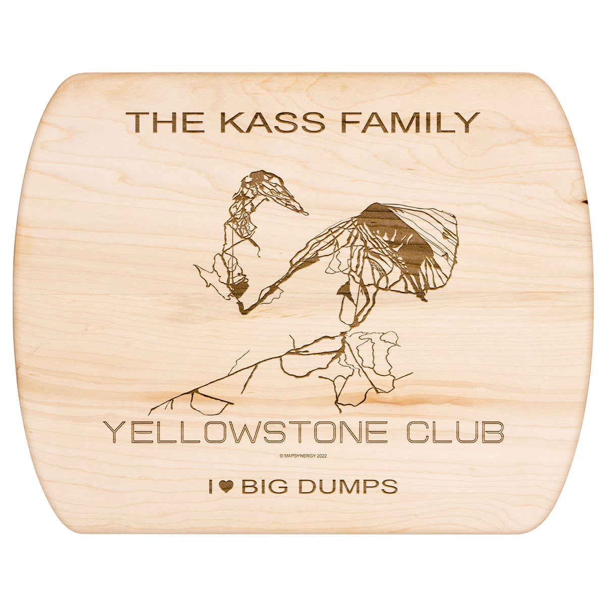 PERSONALIZED Yellowstone Club , Montana SKI TRAIL MAP CUTTING BOARD