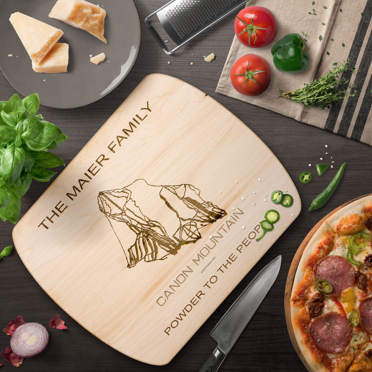 PERSONALIZED  Cannon Mountain, New Hampshire SKI TRAIL MAP CUTTING BOARD