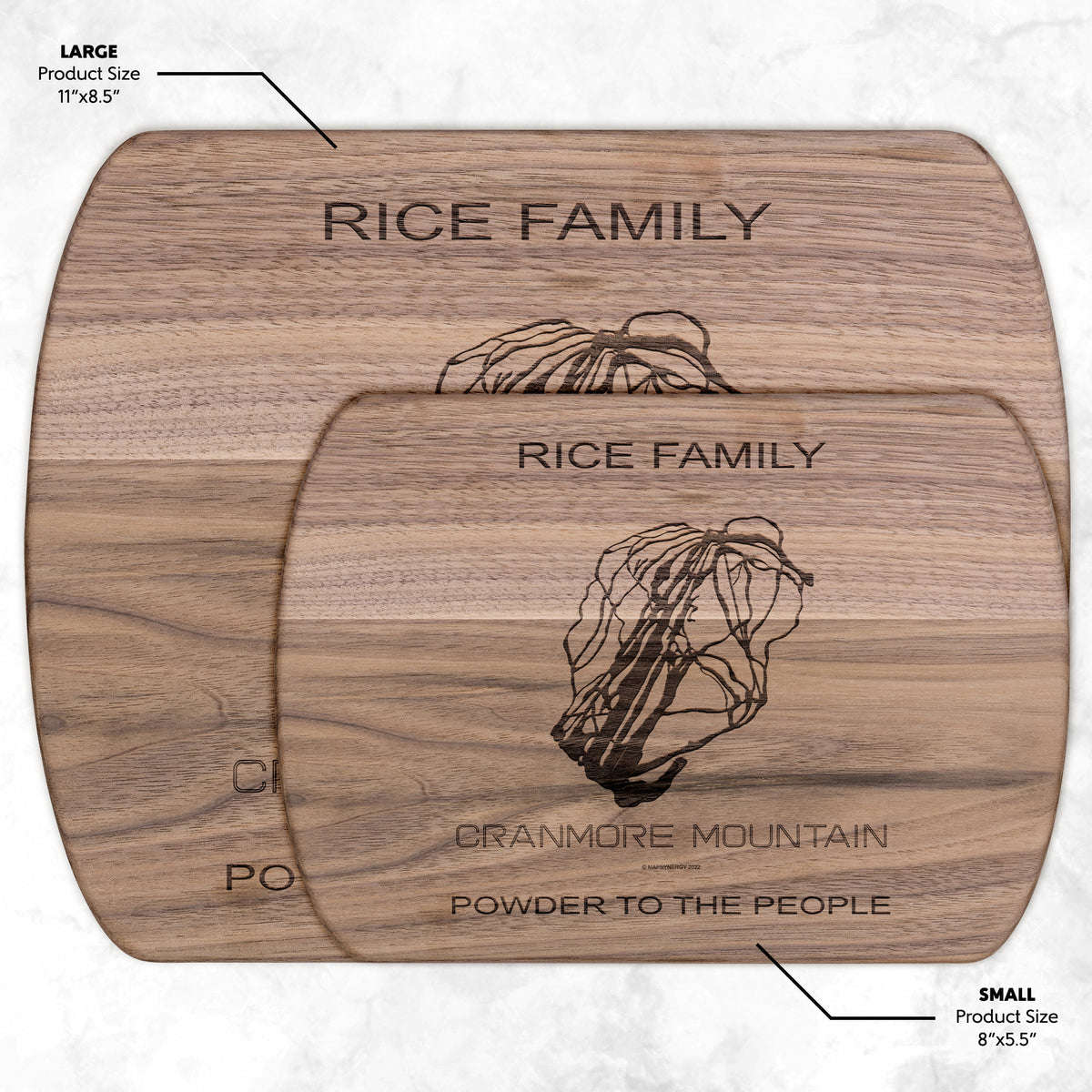 PERSONALIZED  Cranmore Mountain, New Hampshire SKI TRAIL MAP CUTTING BOARD