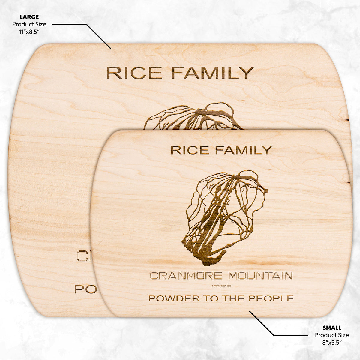 PERSONALIZED  Cranmore Mountain, New Hampshire SKI TRAIL MAP CUTTING BOARD