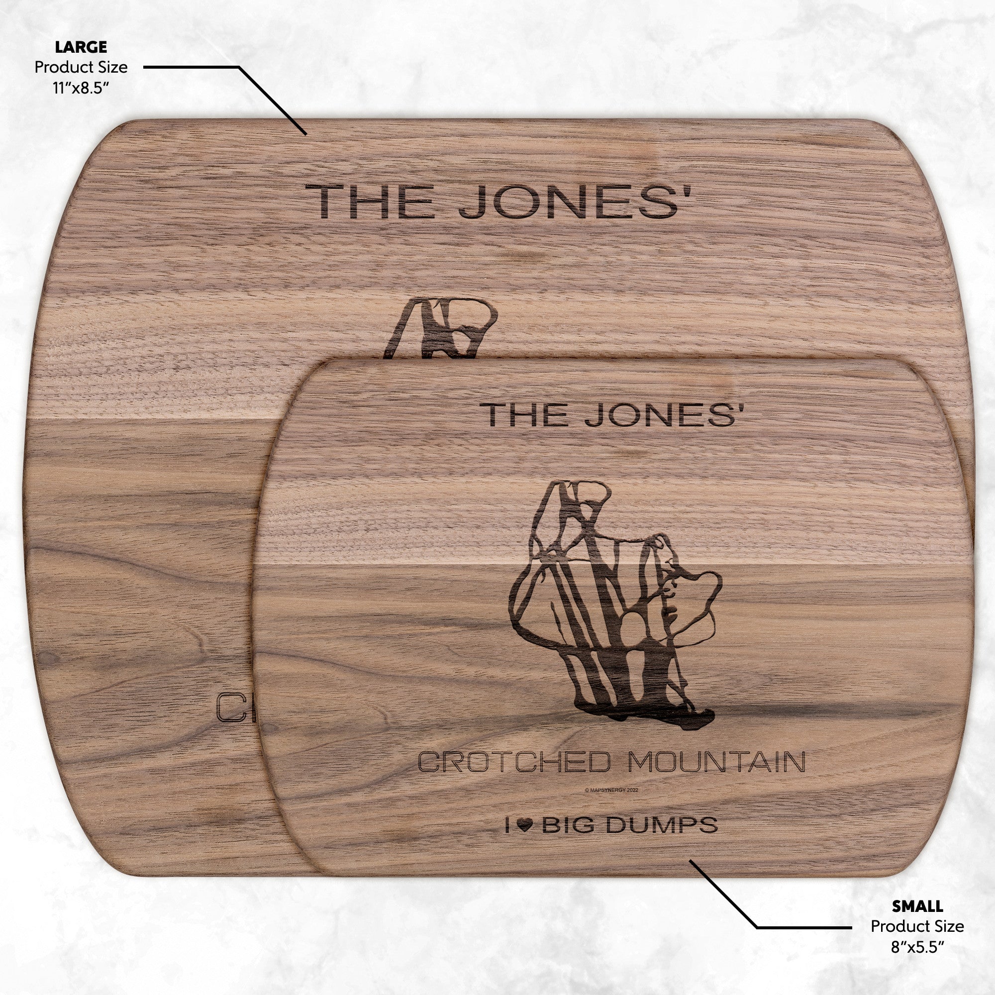 PERSONALIZED  Crotched Mountain, New Hampshire SKI TRAIL MAP CUTTING BOARD
