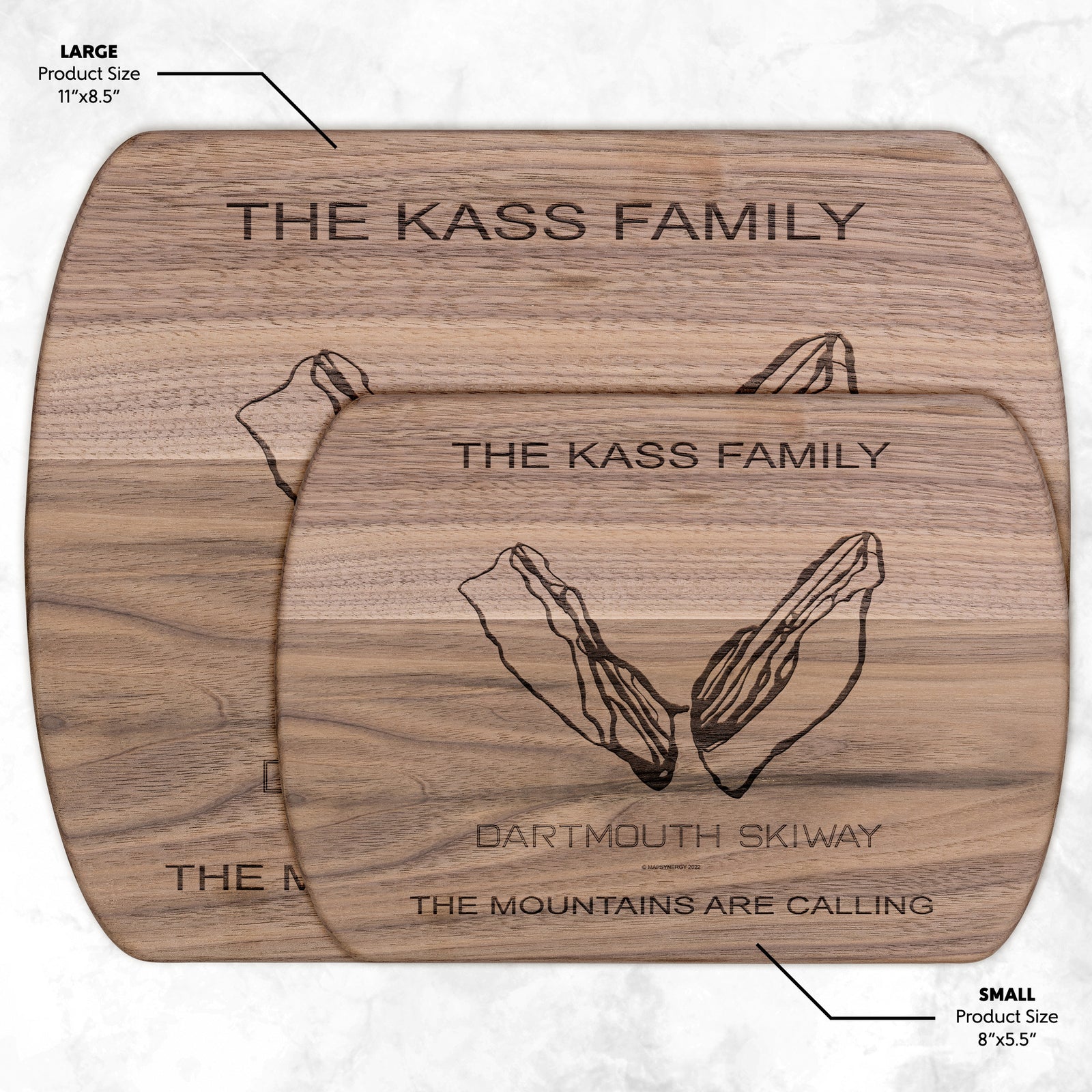 PERSONALIZED  Dartmouth Skiway, New Hampshire SKI TRAIL MAP CUTTING BOARD