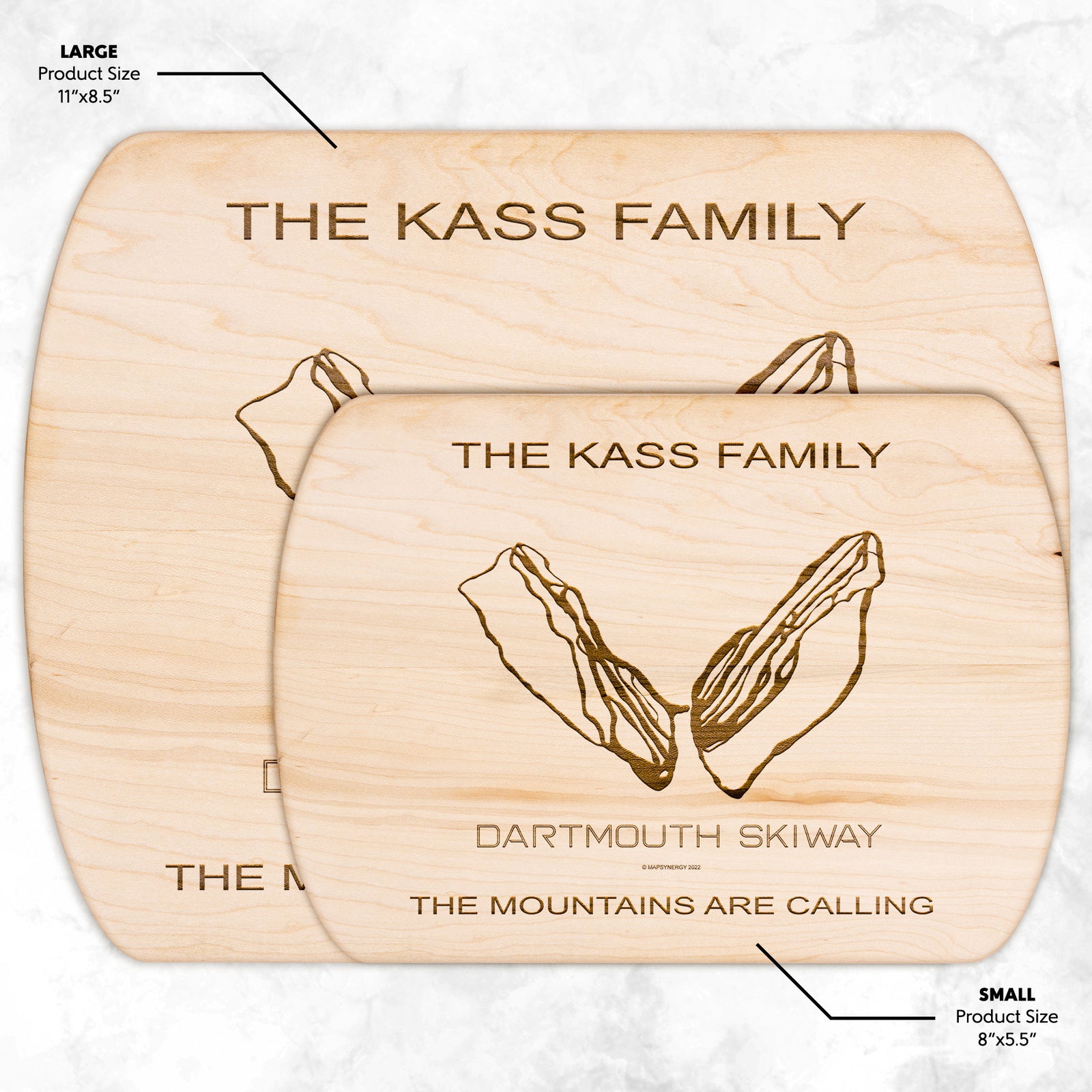 PERSONALIZED  Dartmouth Skiway, New Hampshire SKI TRAIL MAP CUTTING BOARD