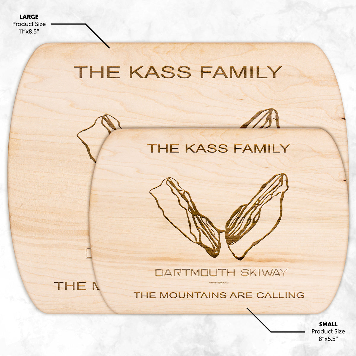 PERSONALIZED  Dartmouth Skiway, New Hampshire SKI TRAIL MAP CUTTING BOARD