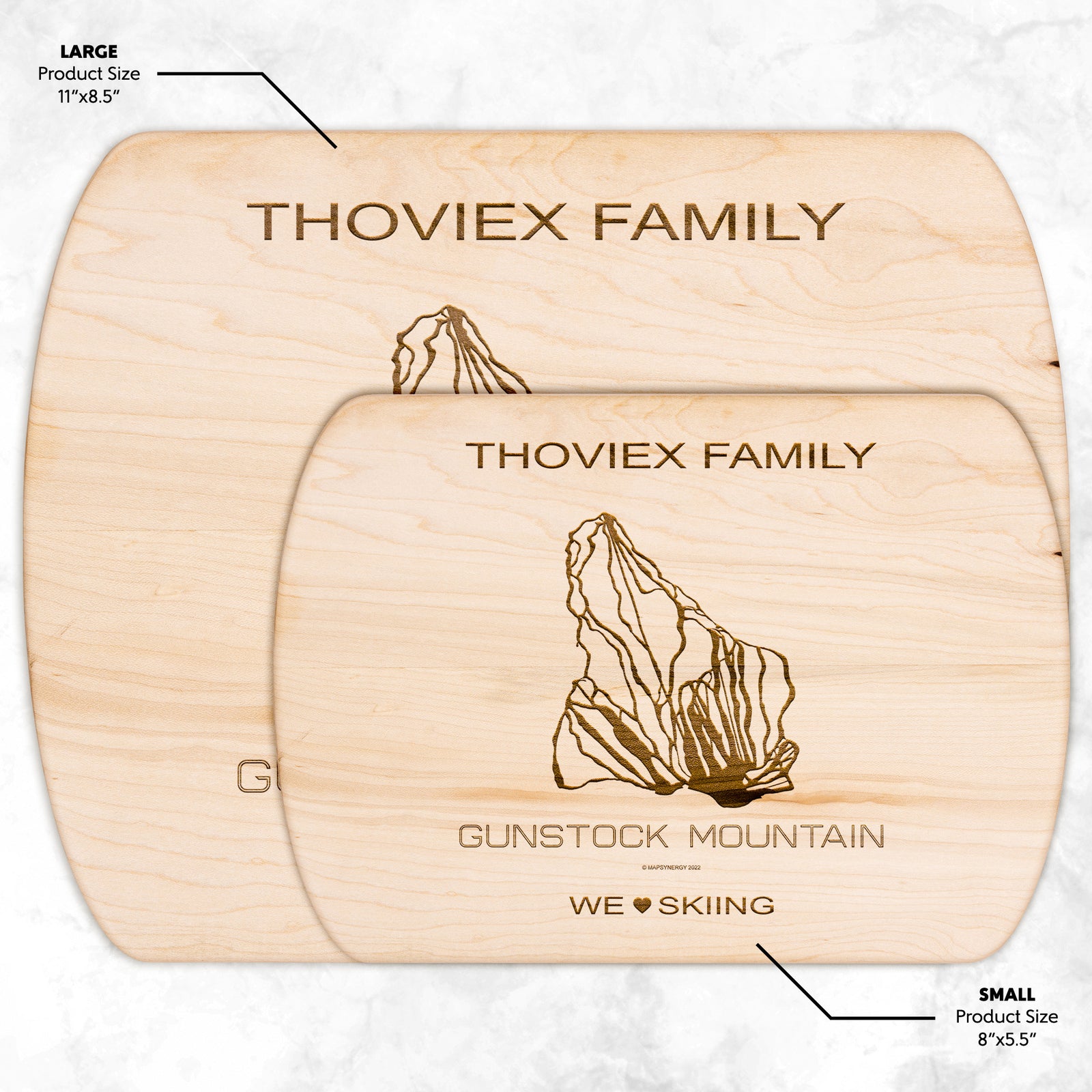 PERSONALIZED  Gunstock Mountain, New Hampshire SKI TRAIL MAP CUTTING BOARD